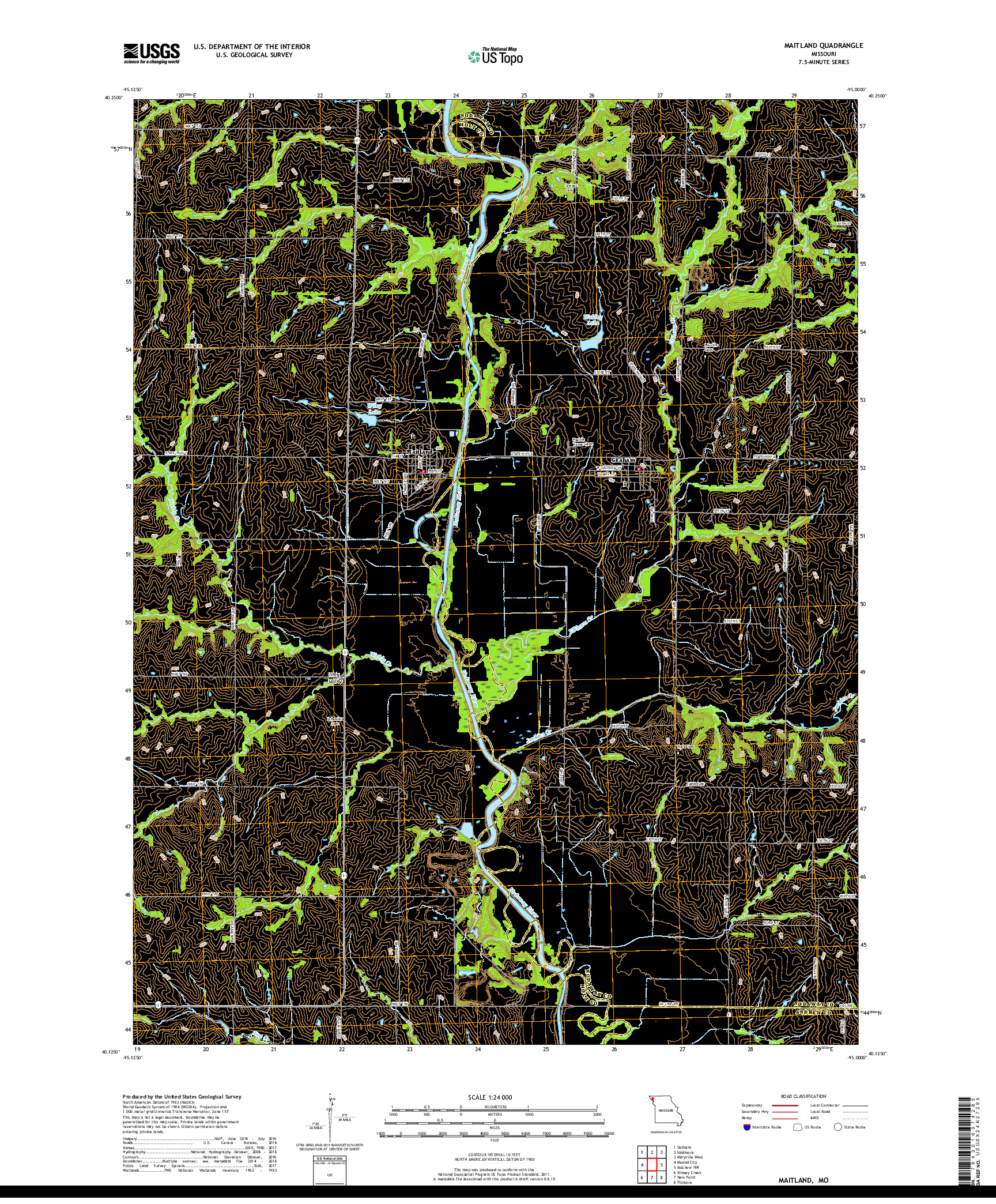 USGS US TOPO 7.5-MINUTE MAP FOR MAITLAND, MO 2017