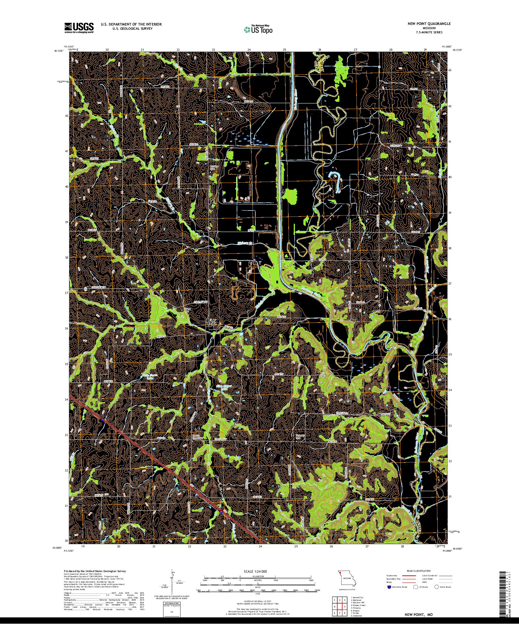 USGS US TOPO 7.5-MINUTE MAP FOR NEW POINT, MO 2017