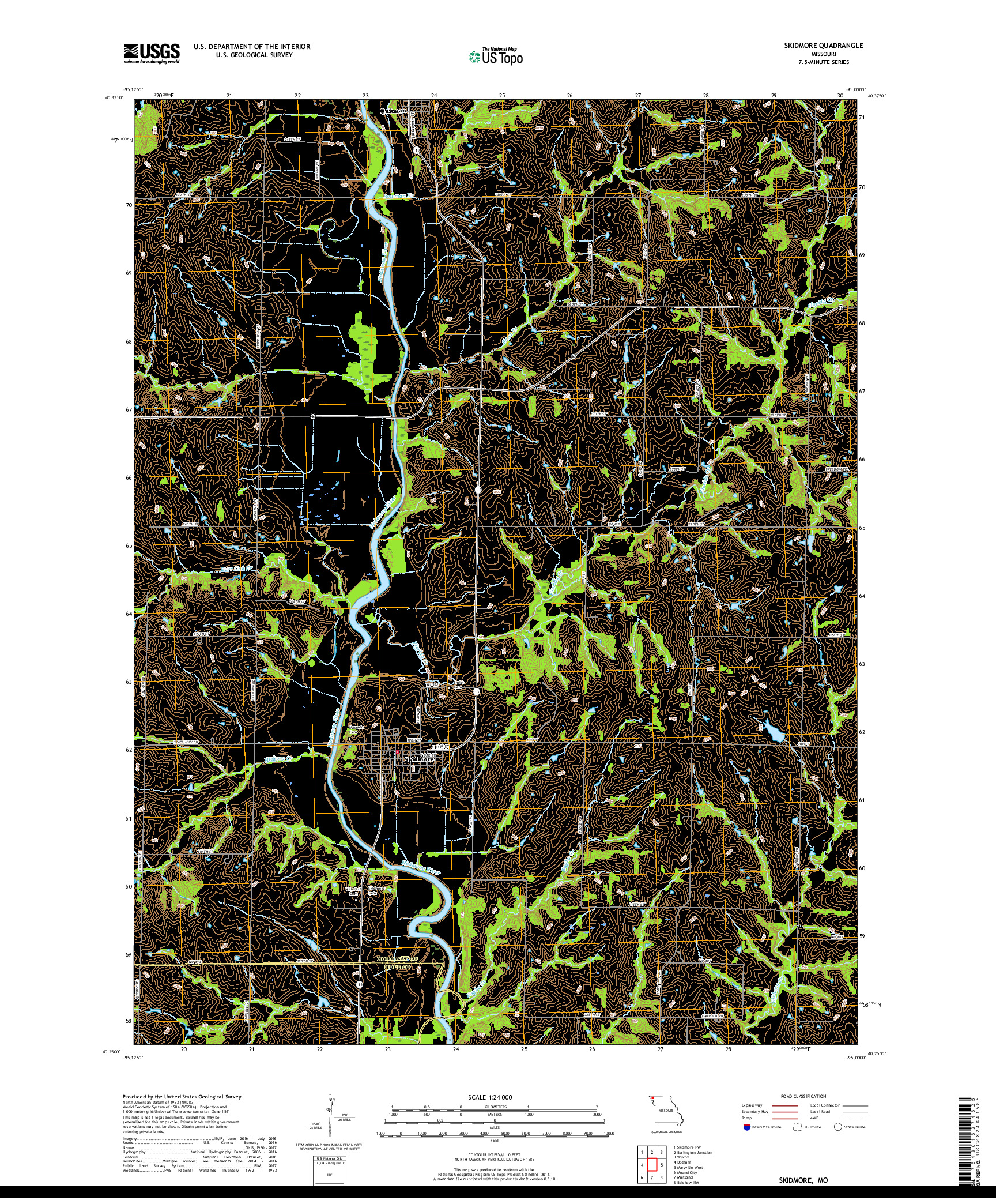 USGS US TOPO 7.5-MINUTE MAP FOR SKIDMORE, MO 2017