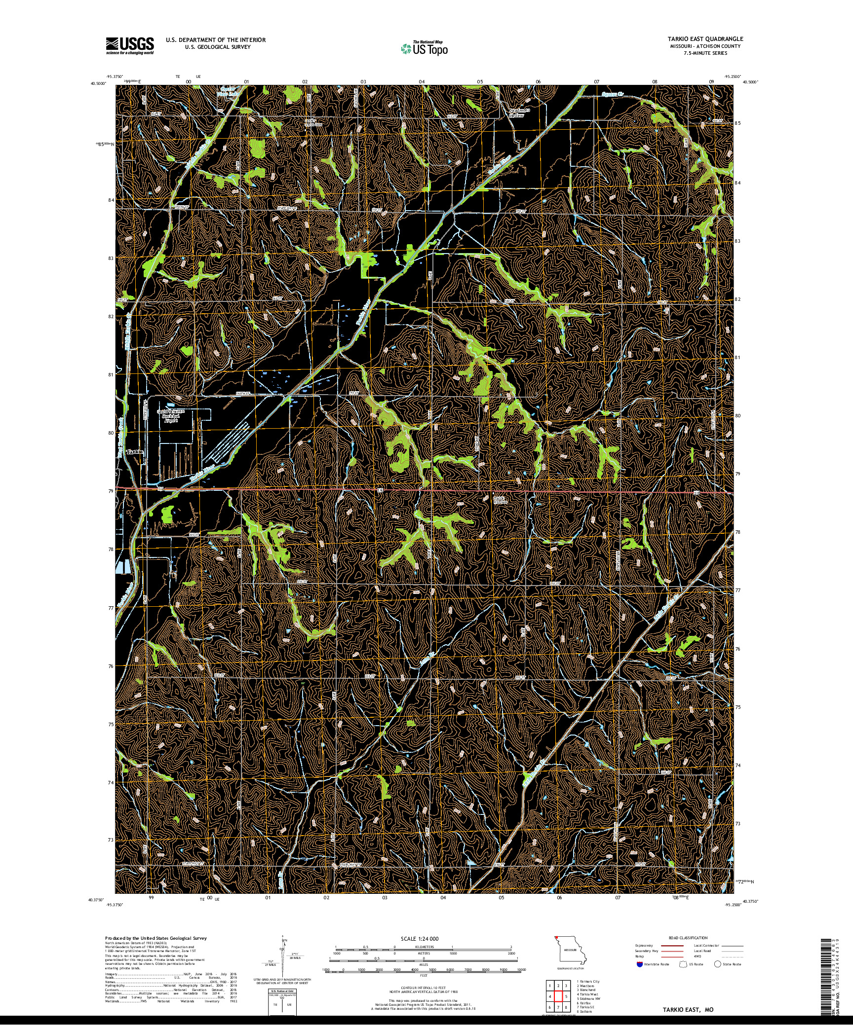 USGS US TOPO 7.5-MINUTE MAP FOR TARKIO EAST, MO 2017