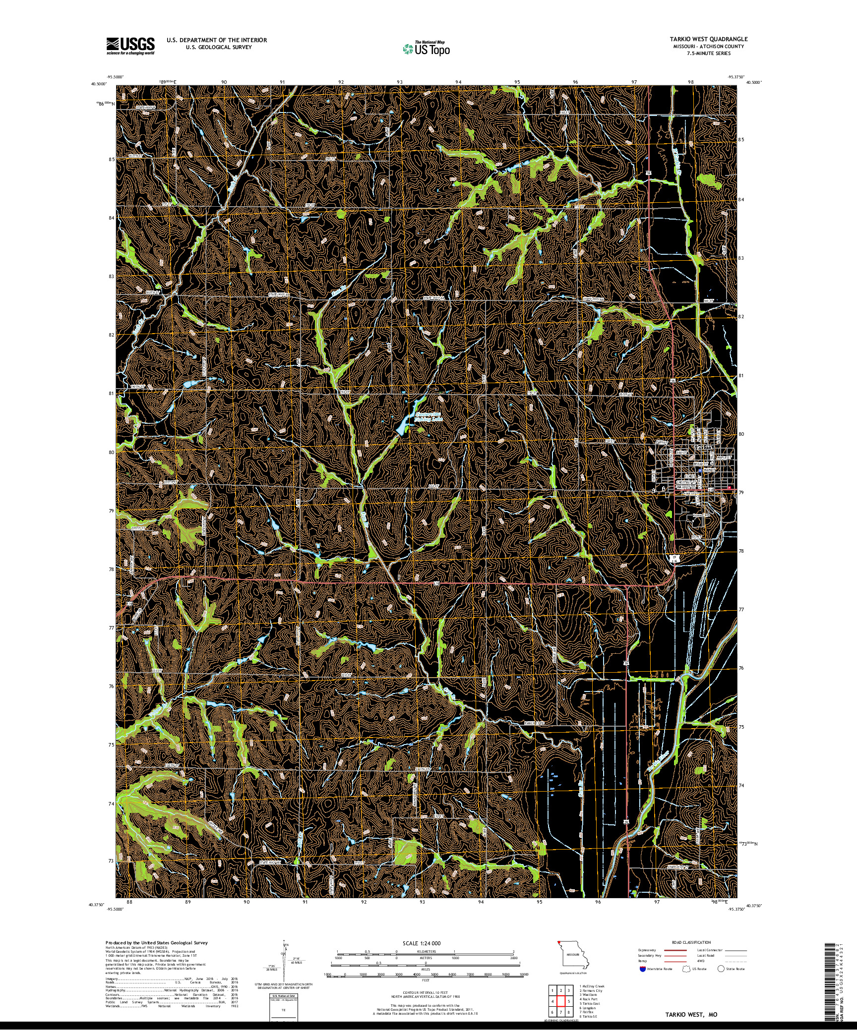 USGS US TOPO 7.5-MINUTE MAP FOR TARKIO WEST, MO 2017
