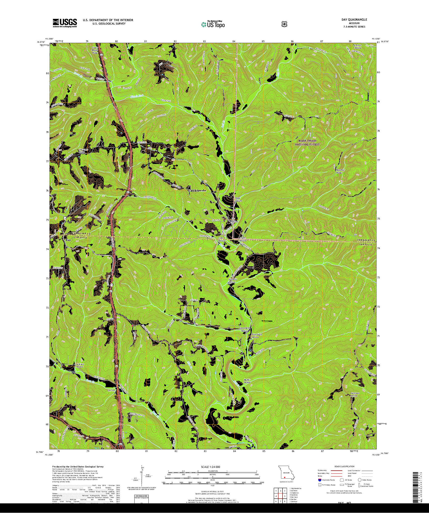 USGS US TOPO 7.5-MINUTE MAP FOR DAY, MO 2017