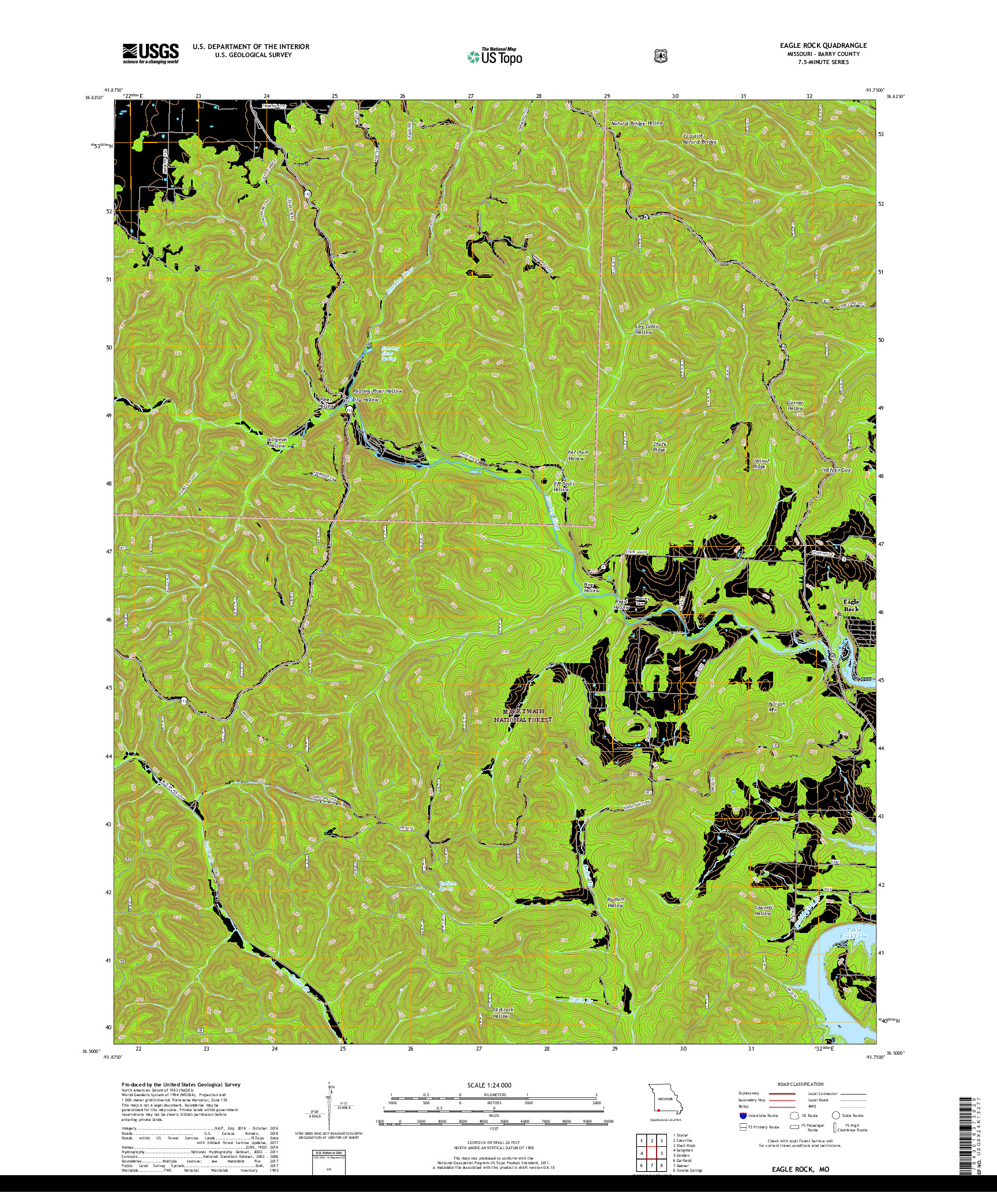 USGS US TOPO 7.5-MINUTE MAP FOR EAGLE ROCK, MO 2017