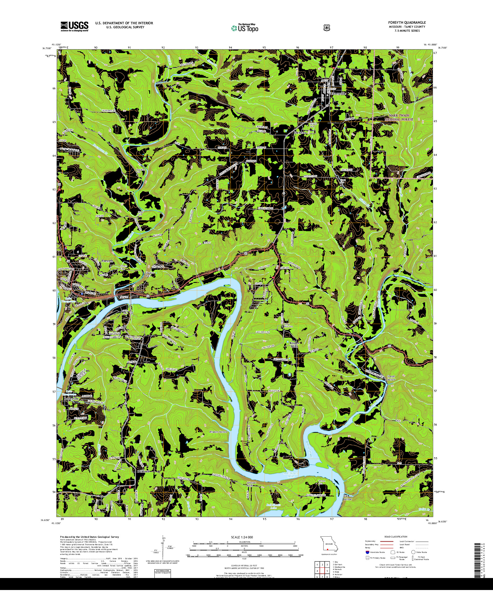 USGS US TOPO 7.5-MINUTE MAP FOR FORSYTH, MO 2017