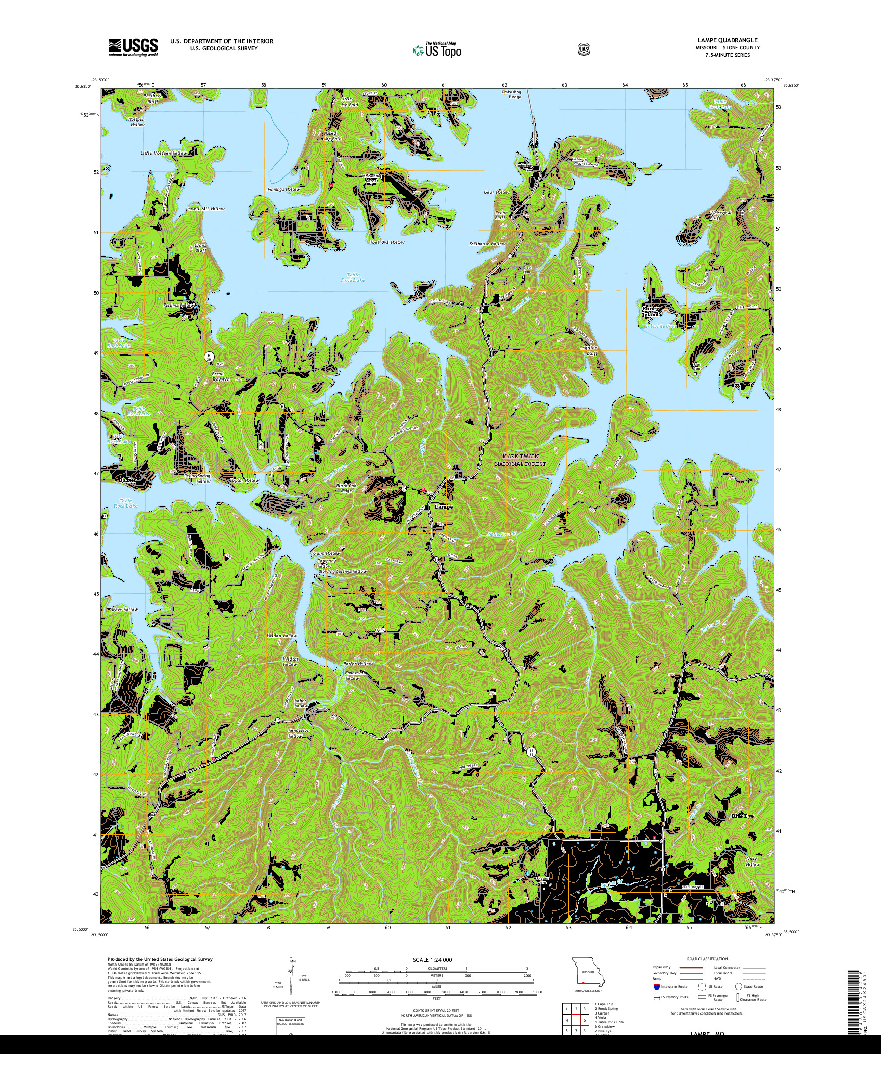 USGS US TOPO 7.5-MINUTE MAP FOR LAMPE, MO 2017