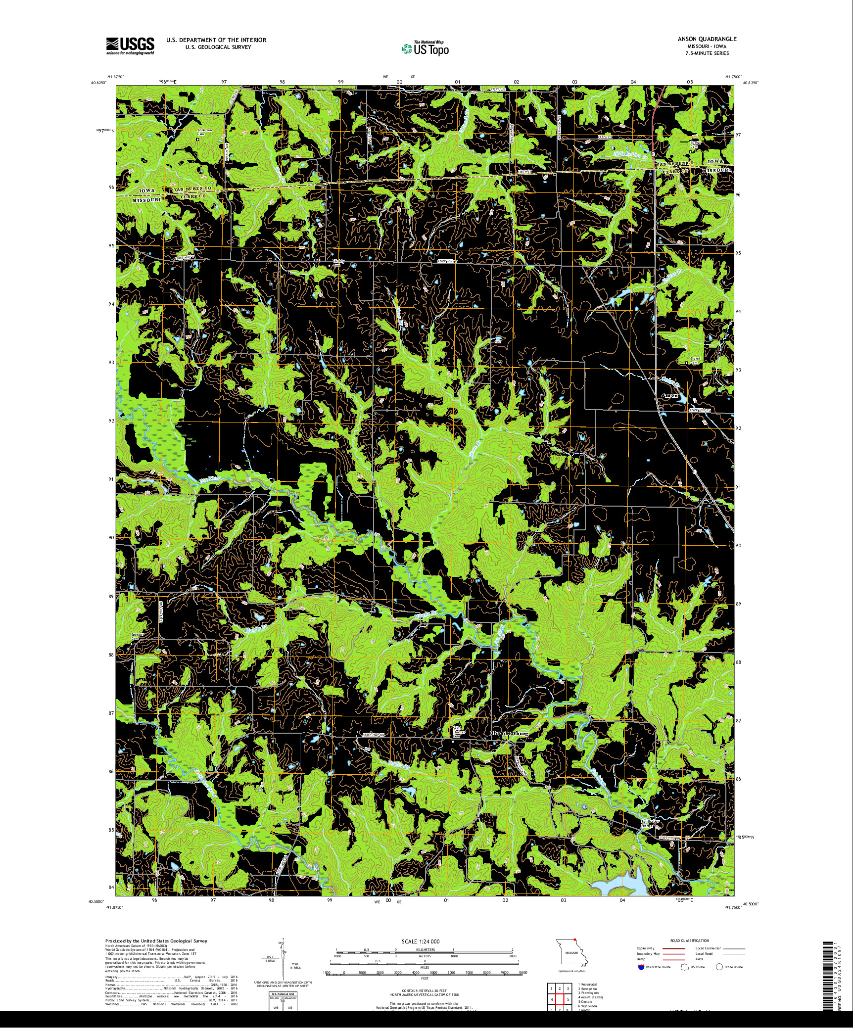 USGS US TOPO 7.5-MINUTE MAP FOR ANSON, MO,IA 2017