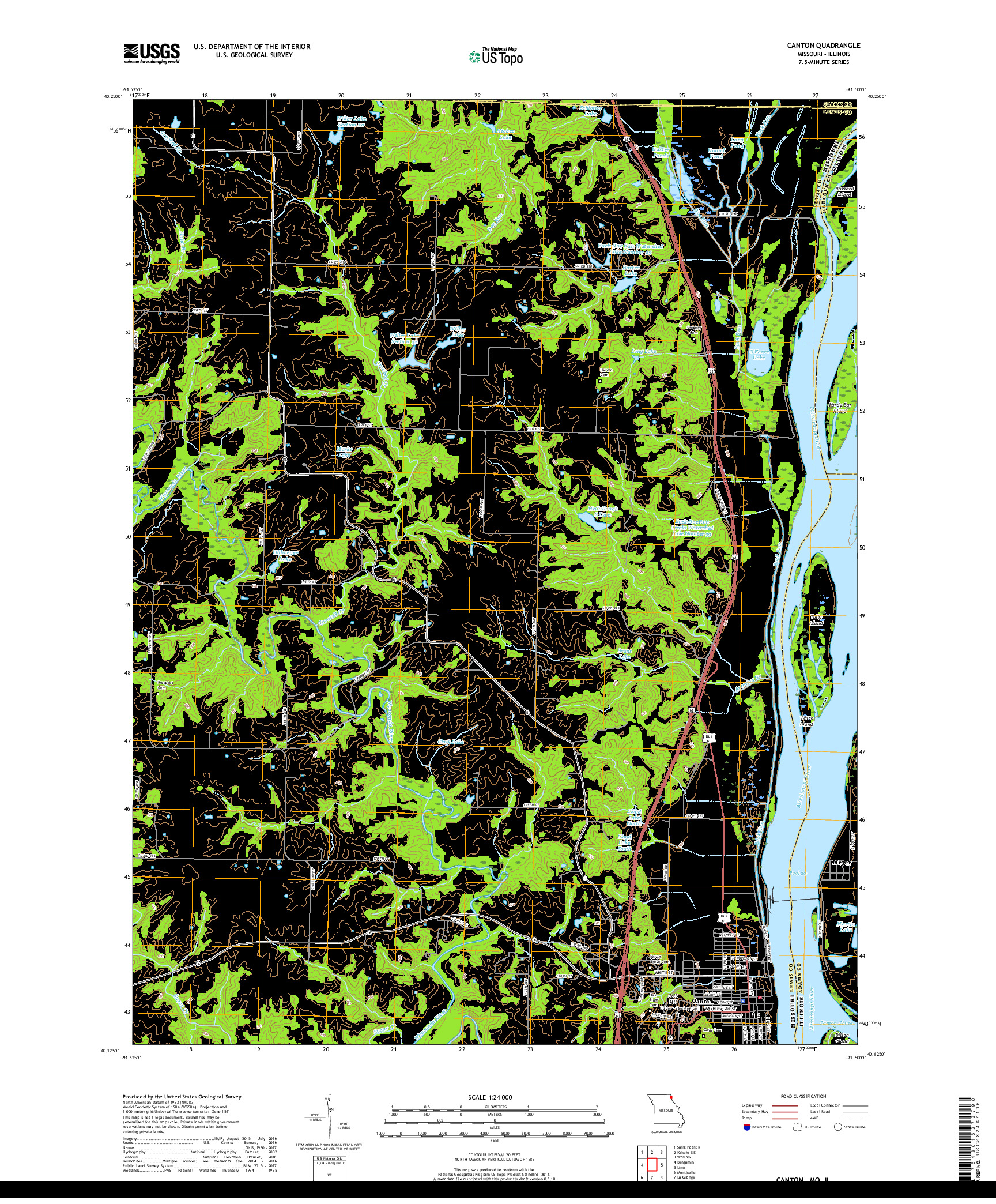 USGS US TOPO 7.5-MINUTE MAP FOR CANTON, MO,IL 2017