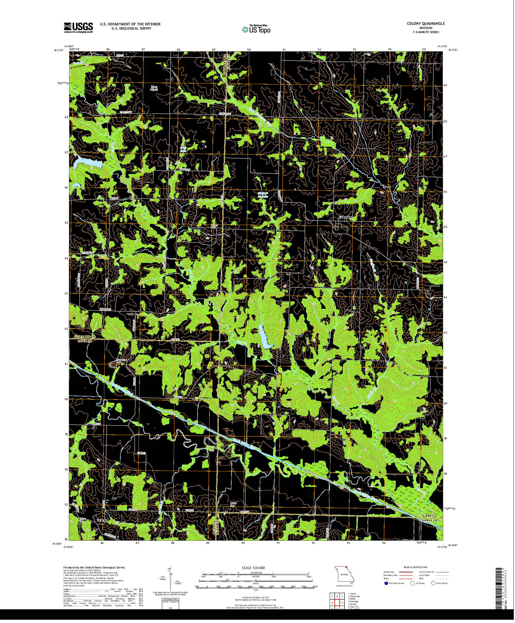 USGS US TOPO 7.5-MINUTE MAP FOR COLONY, MO 2017