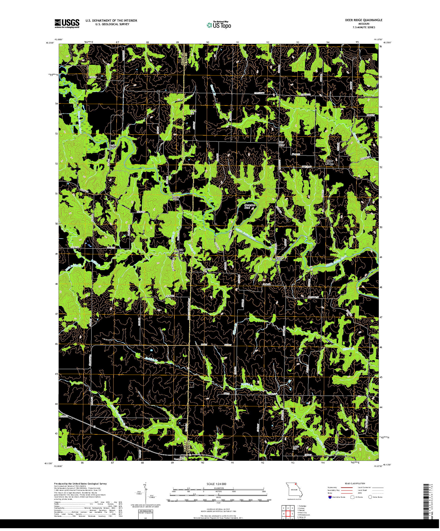 USGS US TOPO 7.5-MINUTE MAP FOR DEER RIDGE, MO 2017