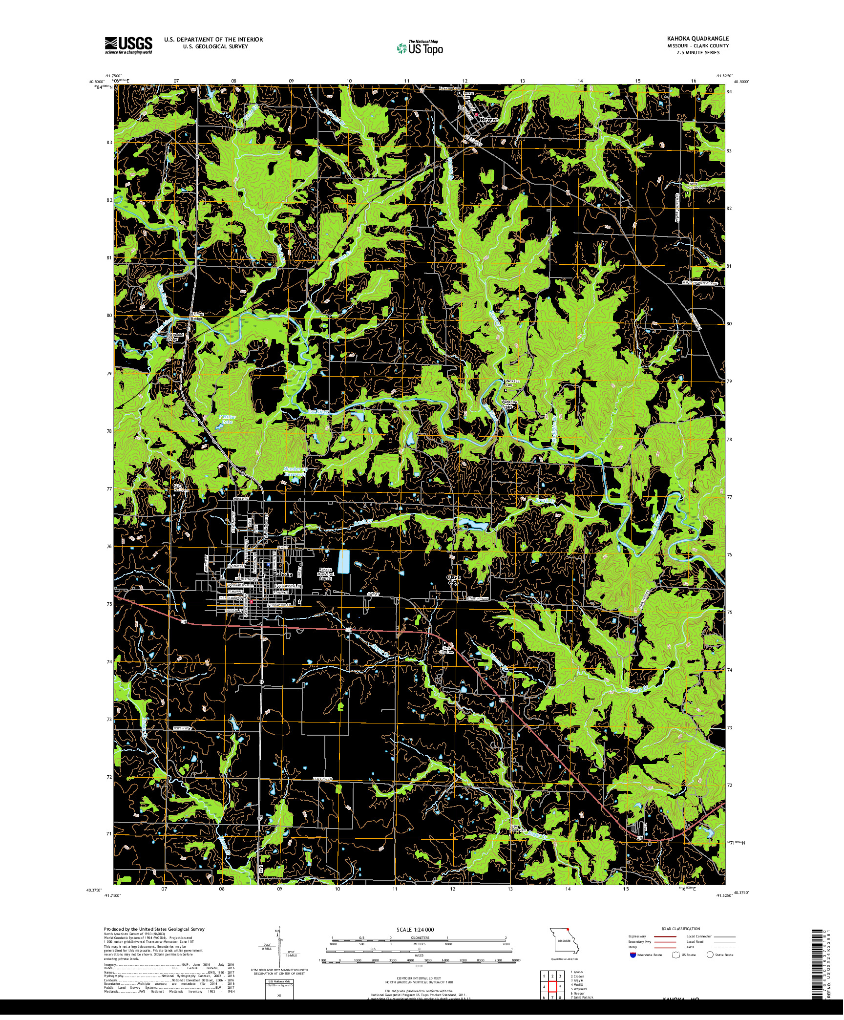 USGS US TOPO 7.5-MINUTE MAP FOR KAHOKA, MO 2017