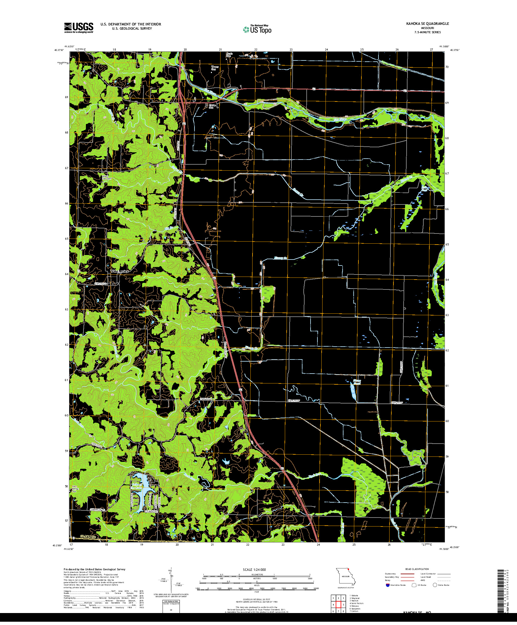 USGS US TOPO 7.5-MINUTE MAP FOR KAHOKA SE, MO 2017