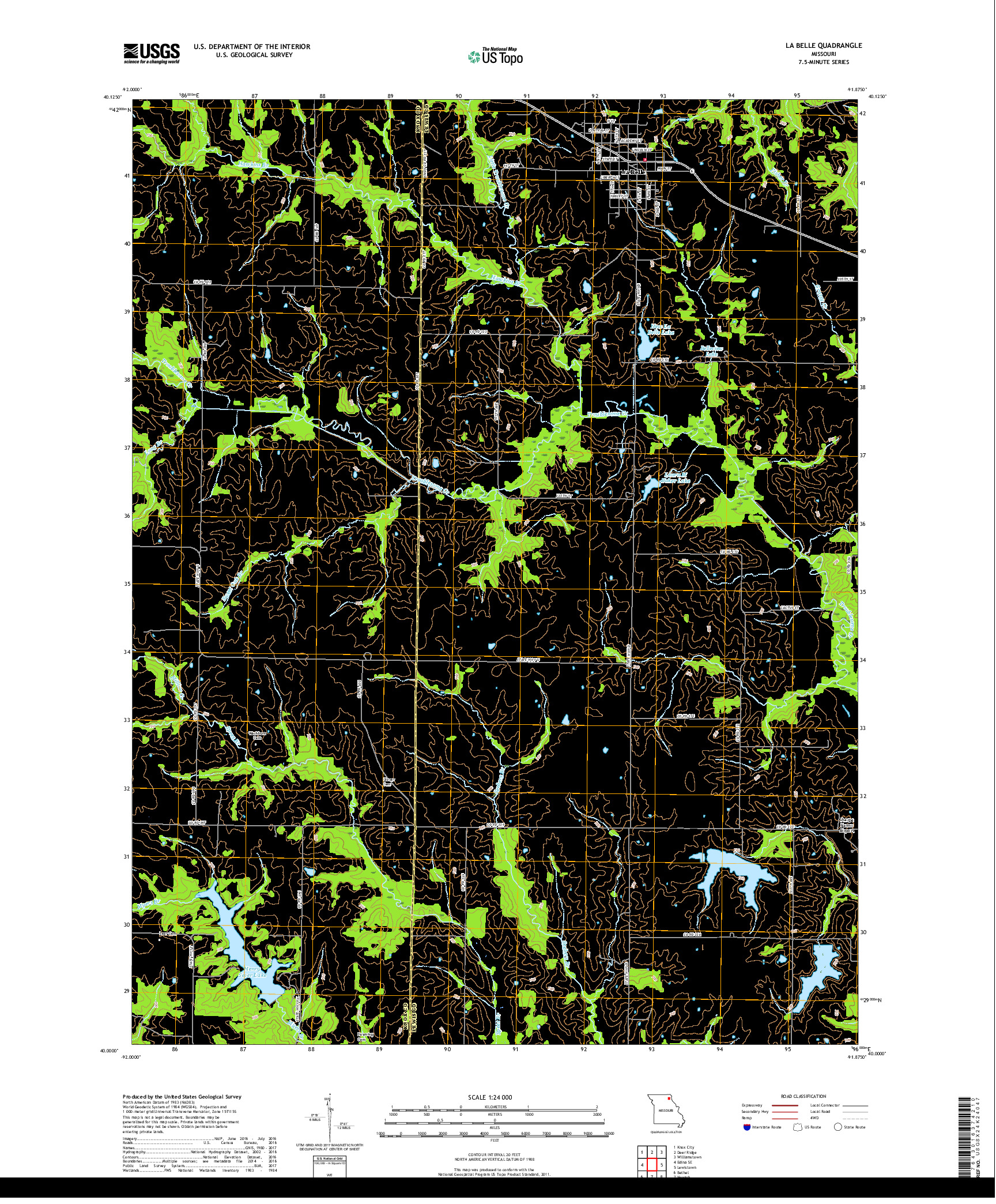 USGS US TOPO 7.5-MINUTE MAP FOR LA BELLE, MO 2017