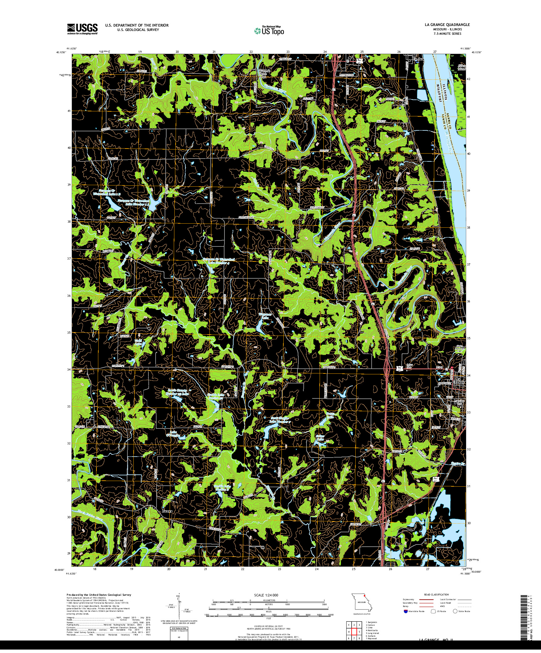 USGS US TOPO 7.5-MINUTE MAP FOR LA GRANGE, MO,IL 2017