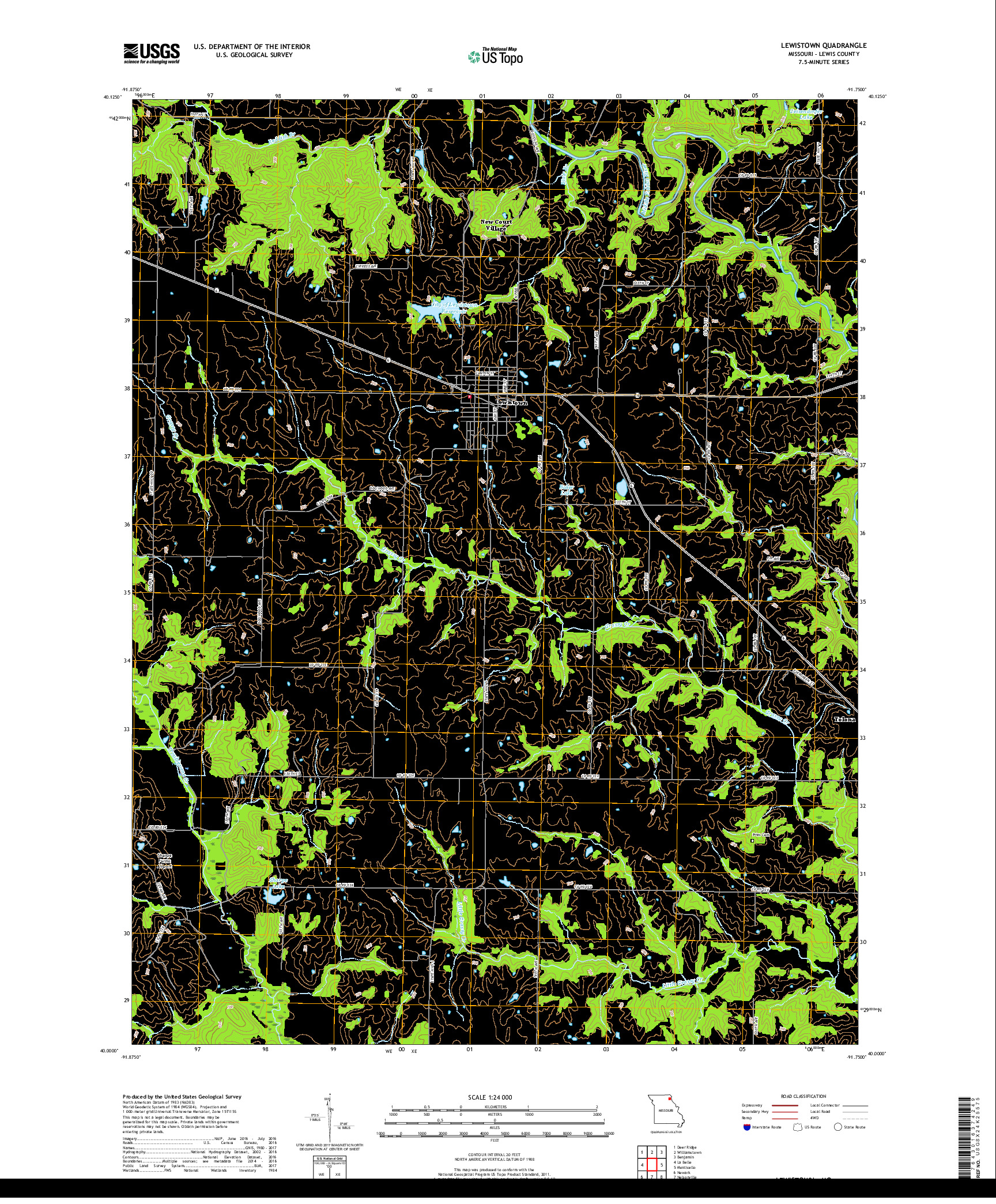 USGS US TOPO 7.5-MINUTE MAP FOR LEWISTOWN, MO 2017