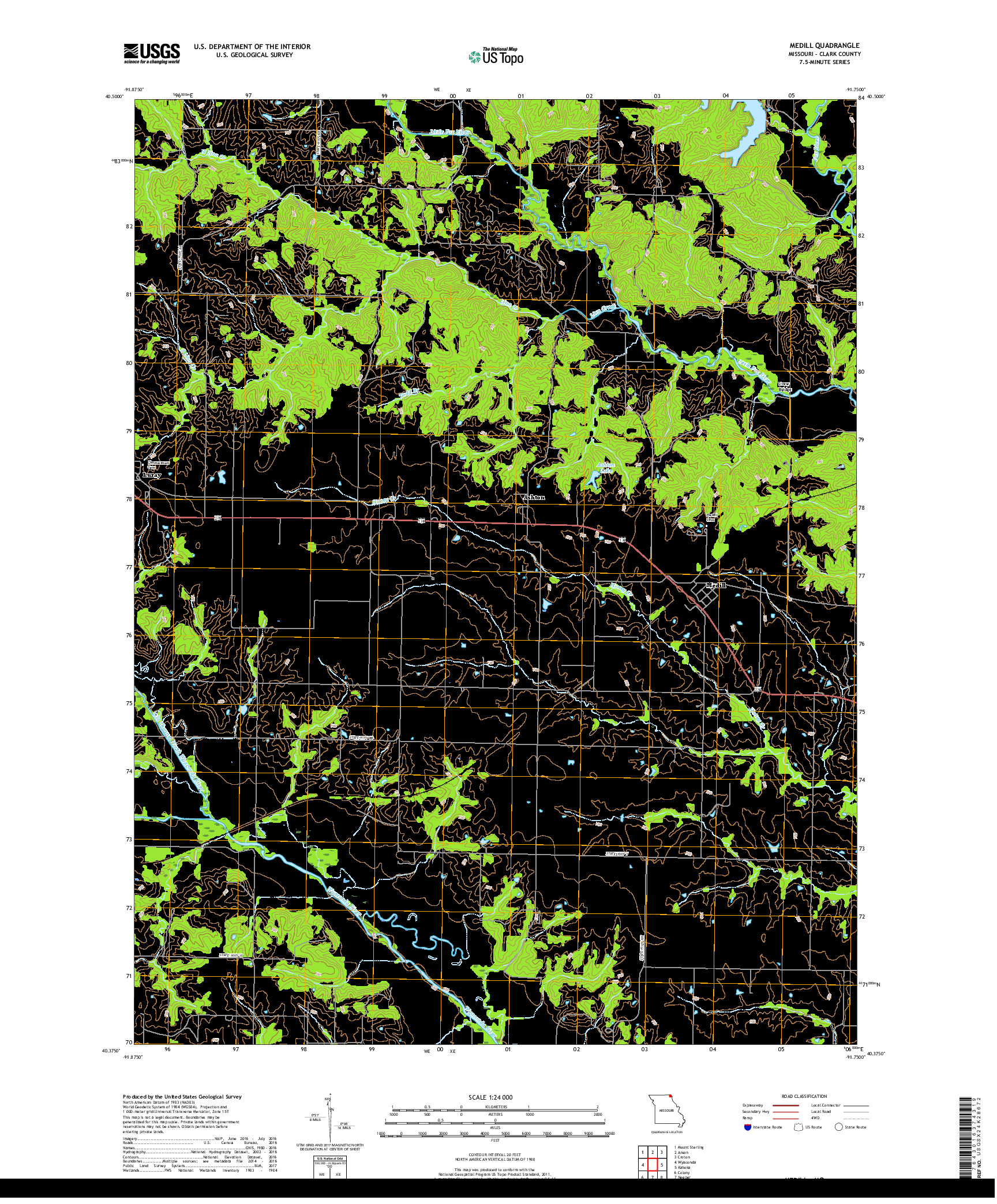 USGS US TOPO 7.5-MINUTE MAP FOR MEDILL, MO 2017