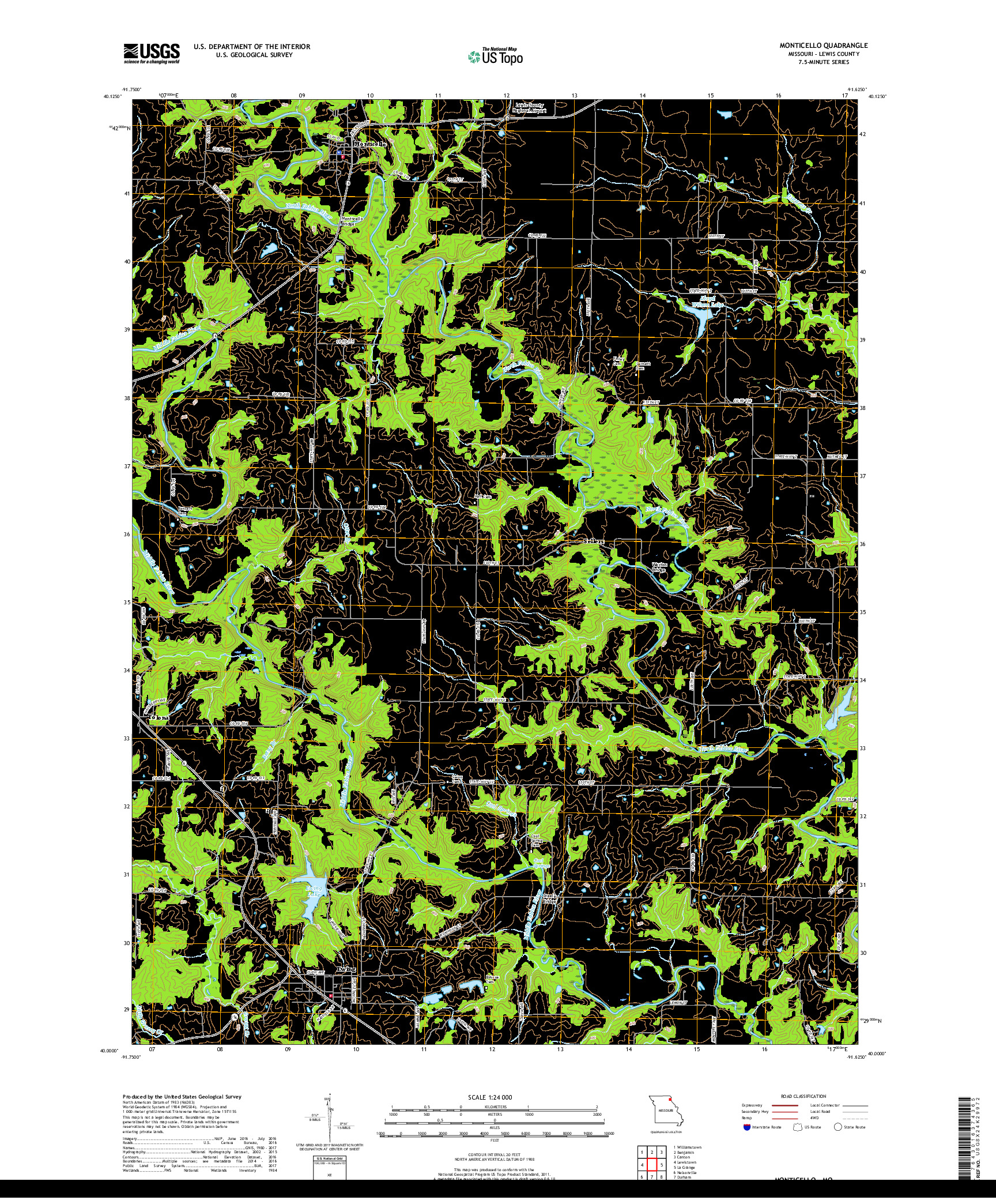 USGS US TOPO 7.5-MINUTE MAP FOR MONTICELLO, MO 2017