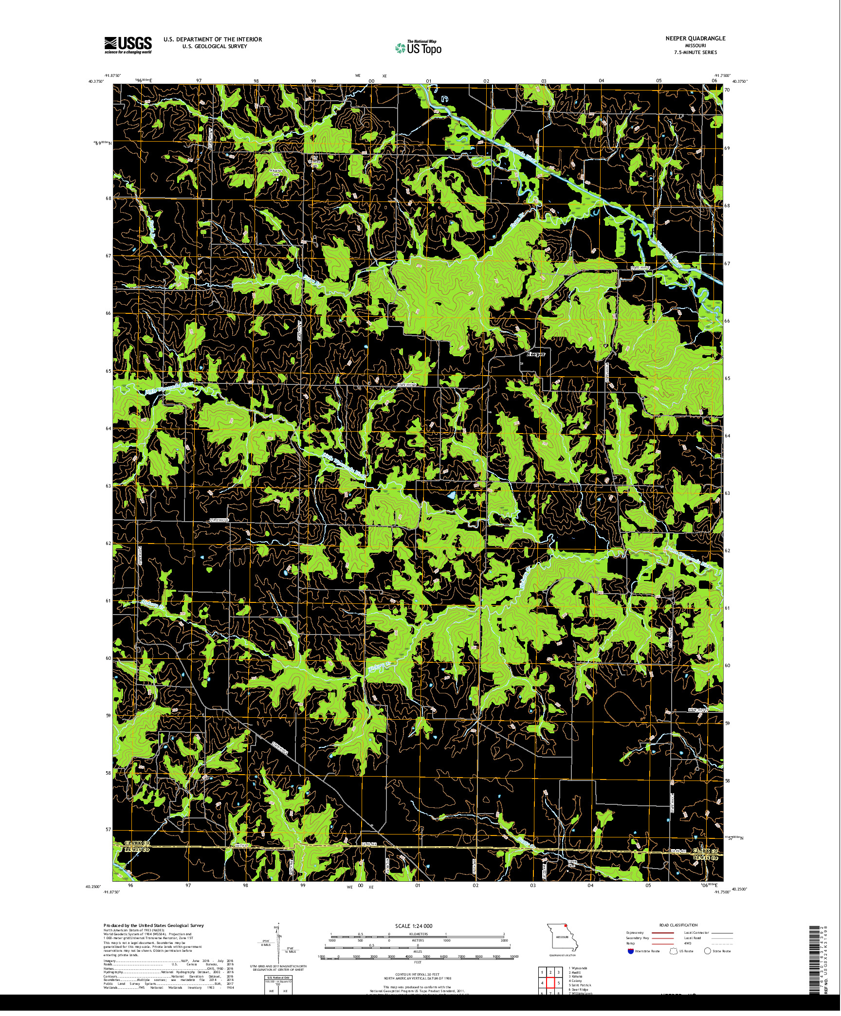 USGS US TOPO 7.5-MINUTE MAP FOR NEEPER, MO 2017