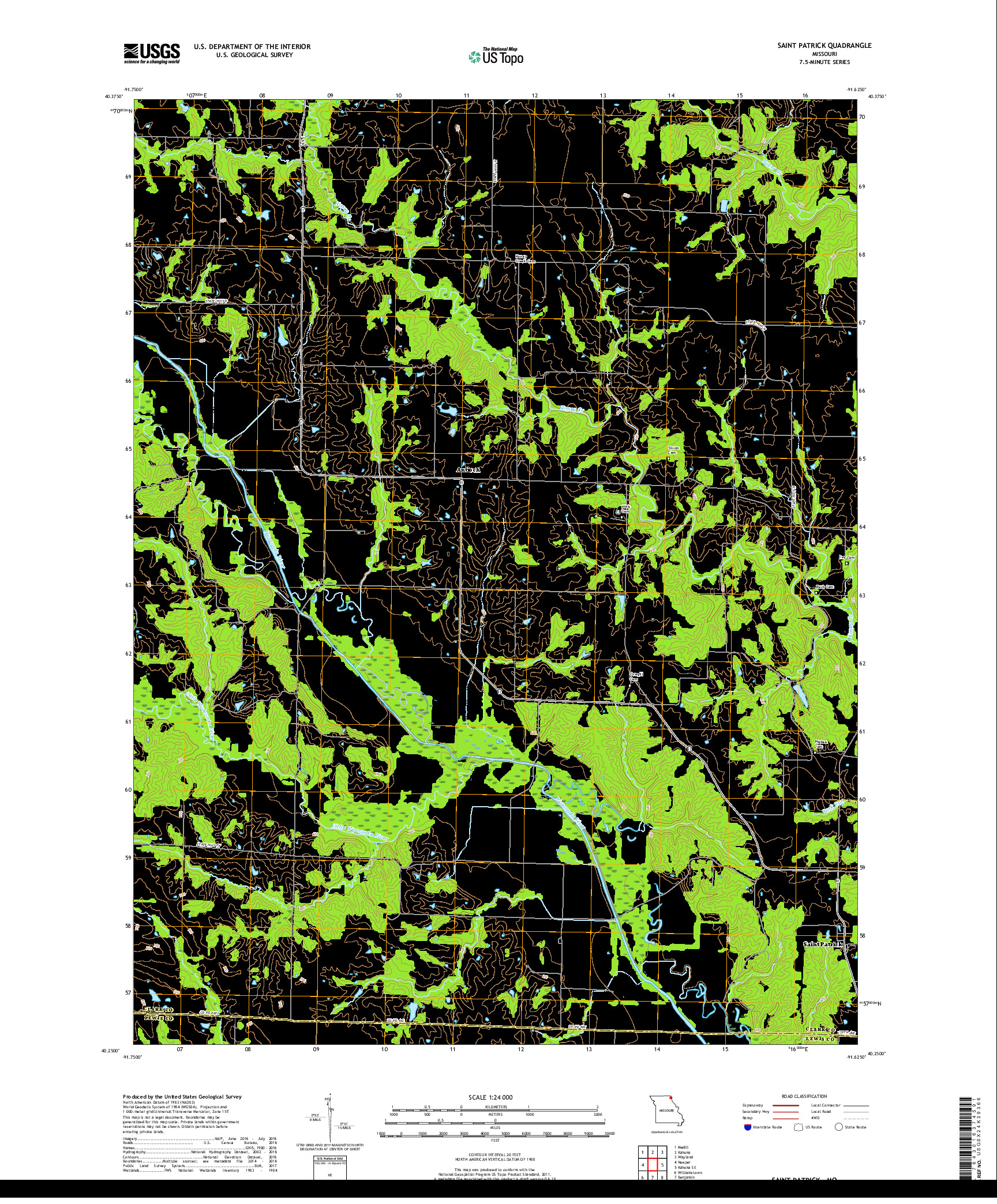 USGS US TOPO 7.5-MINUTE MAP FOR SAINT PATRICK, MO 2017