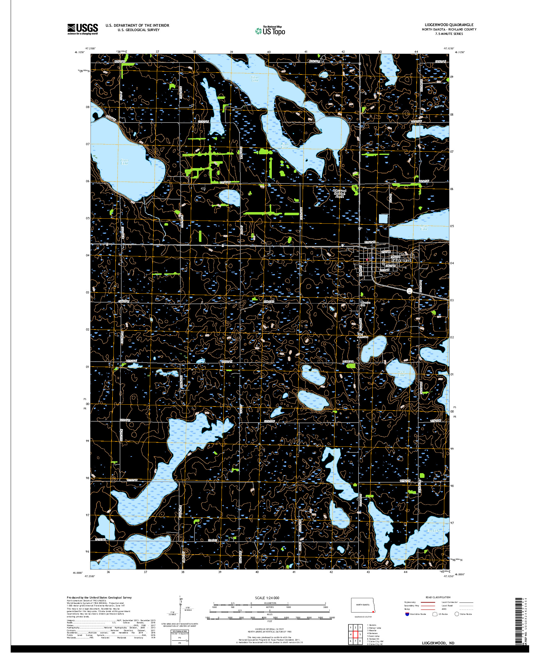 USGS US TOPO 7.5-MINUTE MAP FOR LIDGERWOOD, ND 2017