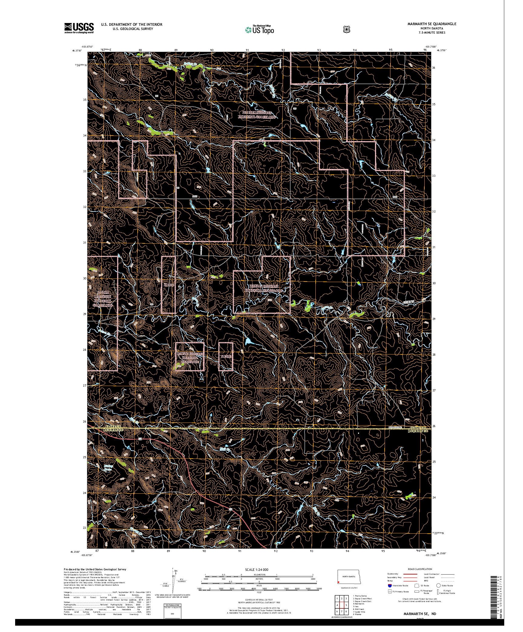 USGS US TOPO 7.5-MINUTE MAP FOR MARMARTH SE, ND 2017