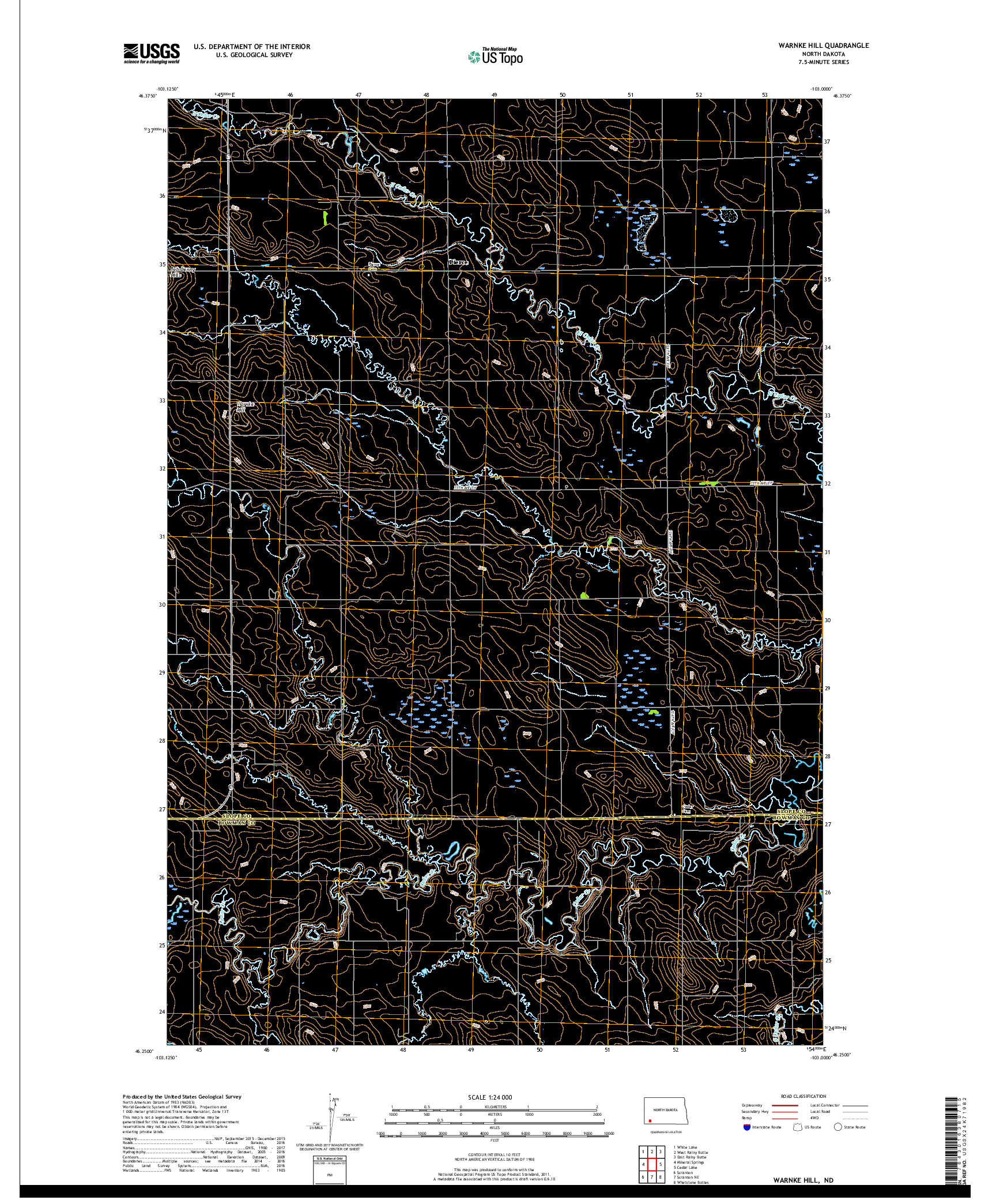 USGS US TOPO 7.5-MINUTE MAP FOR WARNKE HILL, ND 2017