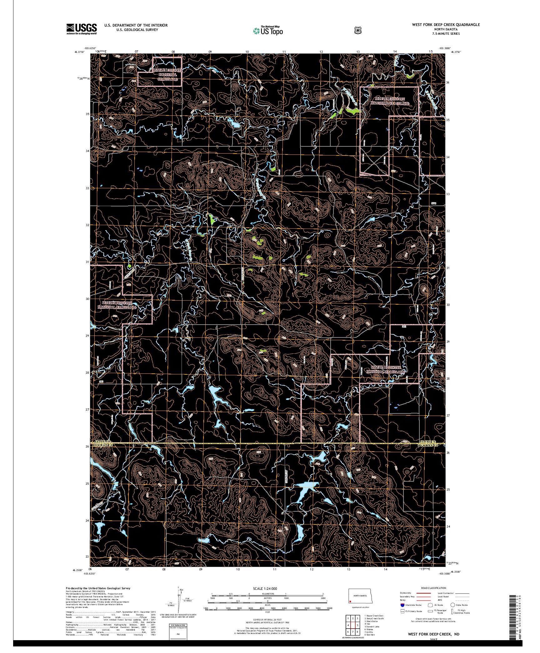 USGS US TOPO 7.5-MINUTE MAP FOR WEST FORK DEEP CREEK, ND 2017