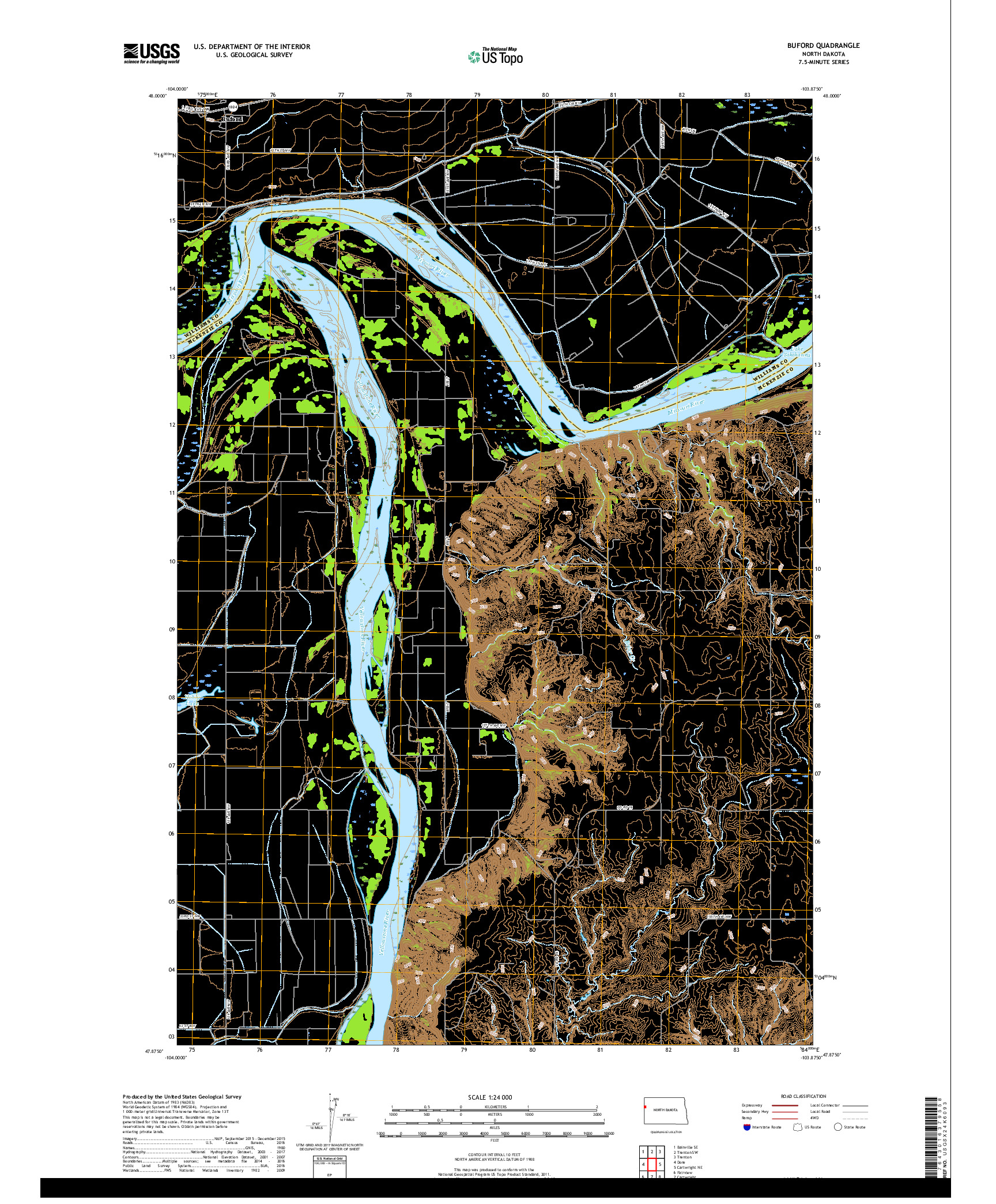 USGS US TOPO 7.5-MINUTE MAP FOR BUFORD, ND 2017