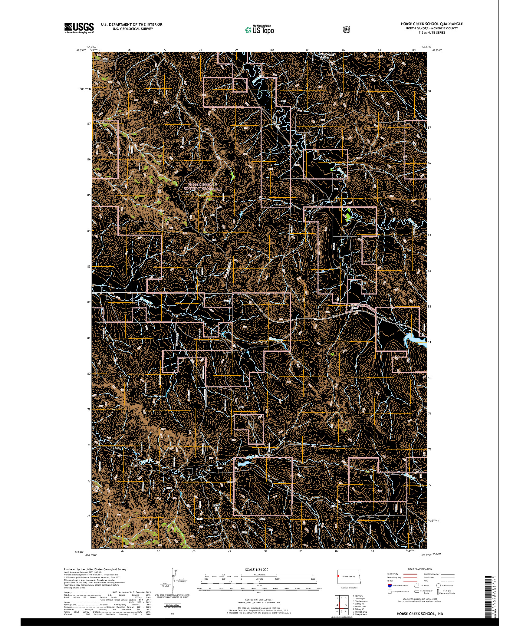 USGS US TOPO 7.5-MINUTE MAP FOR HORSE CREEK SCHOOL, ND 2017