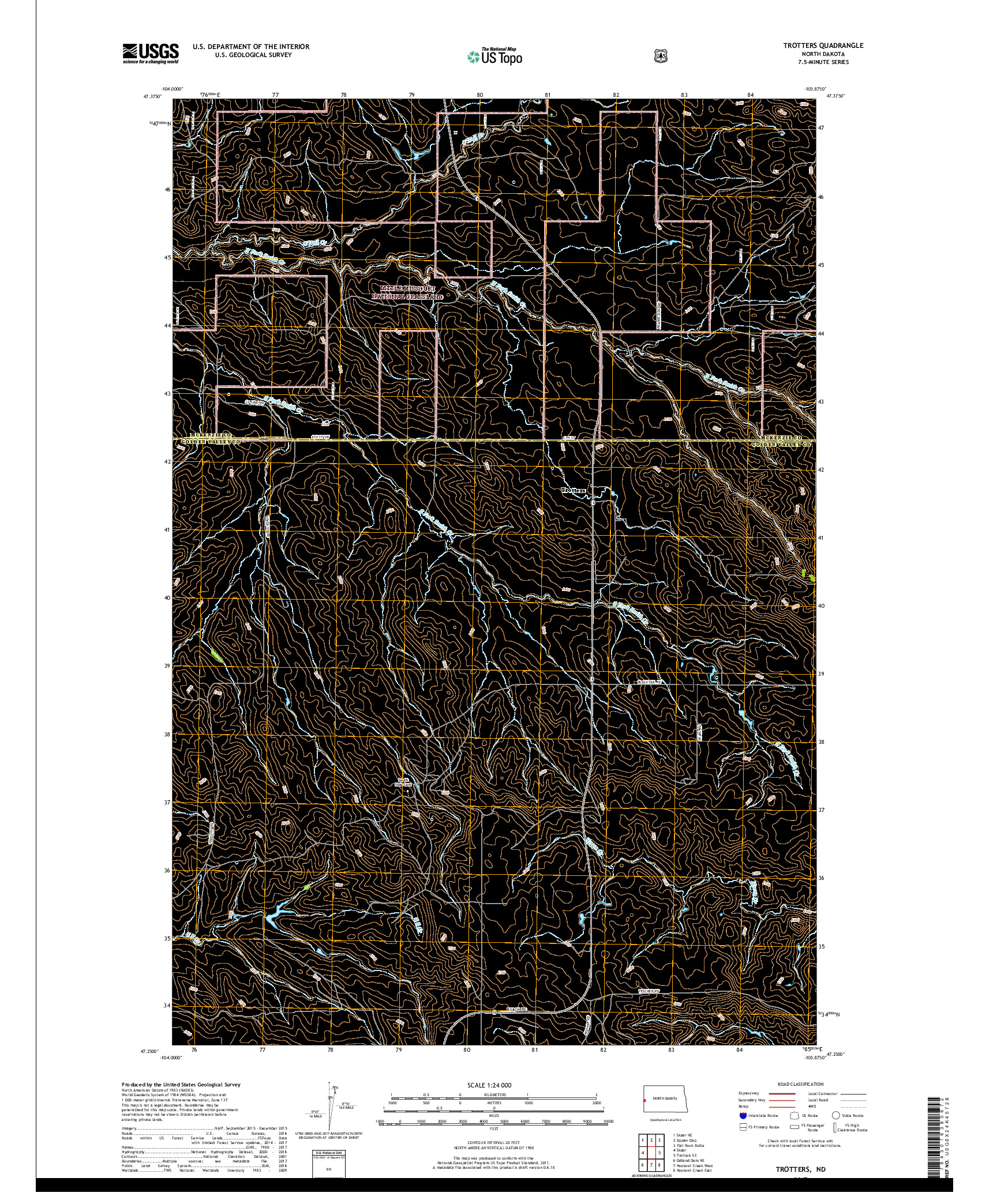 USGS US TOPO 7.5-MINUTE MAP FOR TROTTERS, ND 2017
