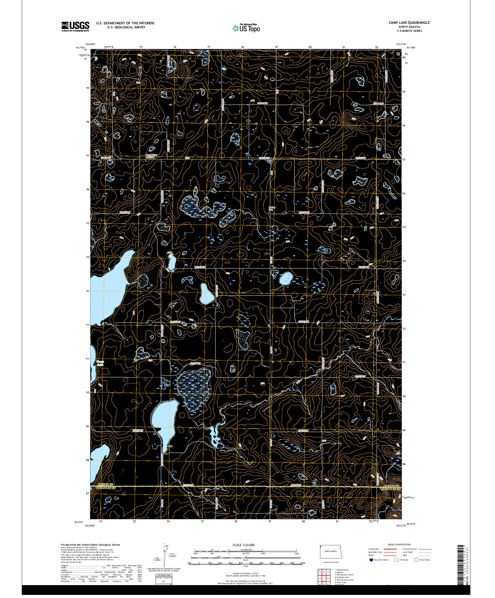 USGS US TOPO 7.5-MINUTE MAP FOR CAMP LAKE, ND 2017