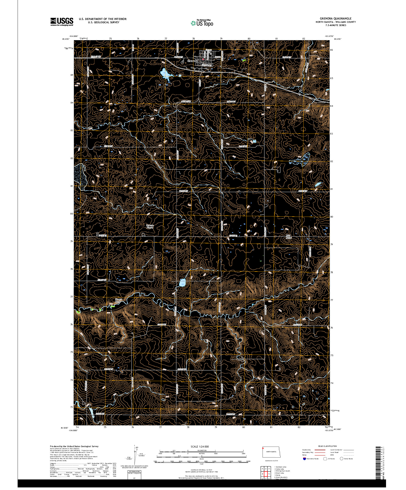 USGS US TOPO 7.5-MINUTE MAP FOR GRENORA, ND 2017