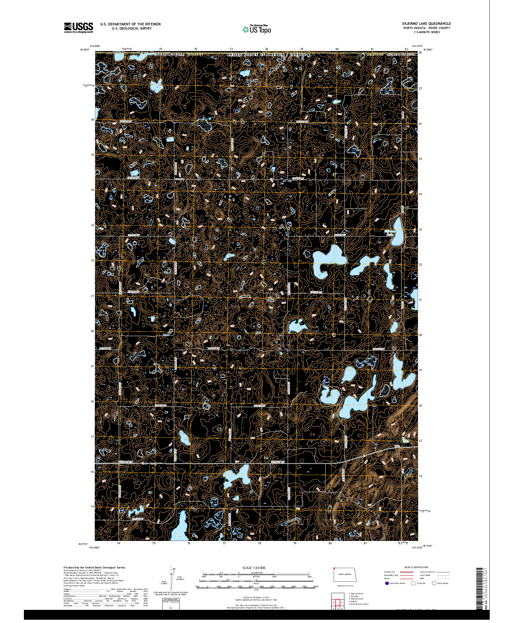 USGS US TOPO 7.5-MINUTE MAP FOR SKJERMO LAKE, ND,SK 2017