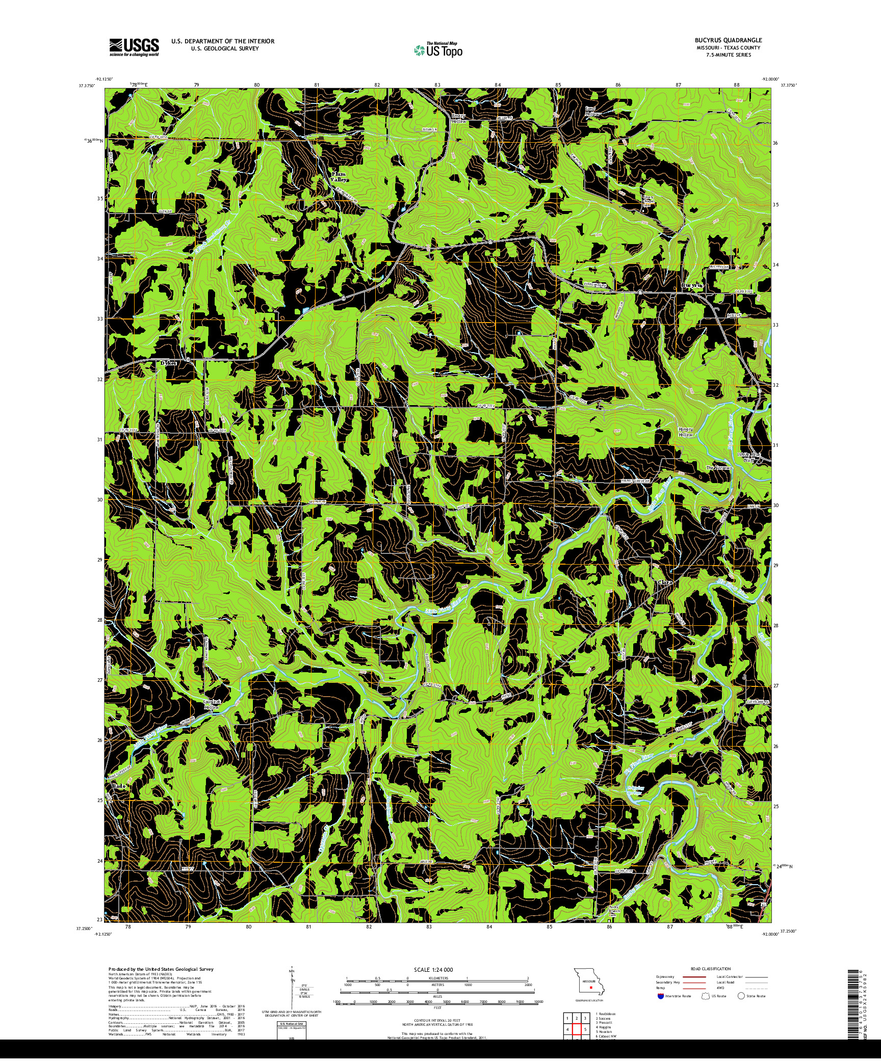 USGS US TOPO 7.5-MINUTE MAP FOR BUCYRUS, MO 2017