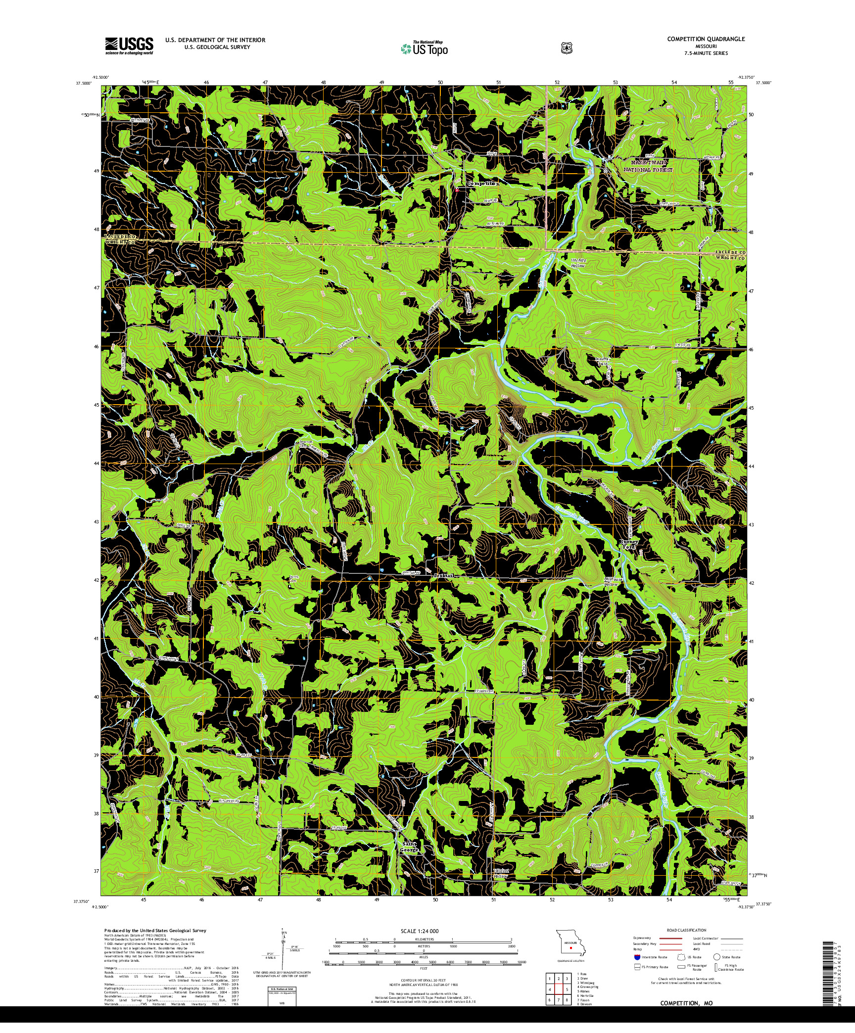 USGS US TOPO 7.5-MINUTE MAP FOR COMPETITION, MO 2017