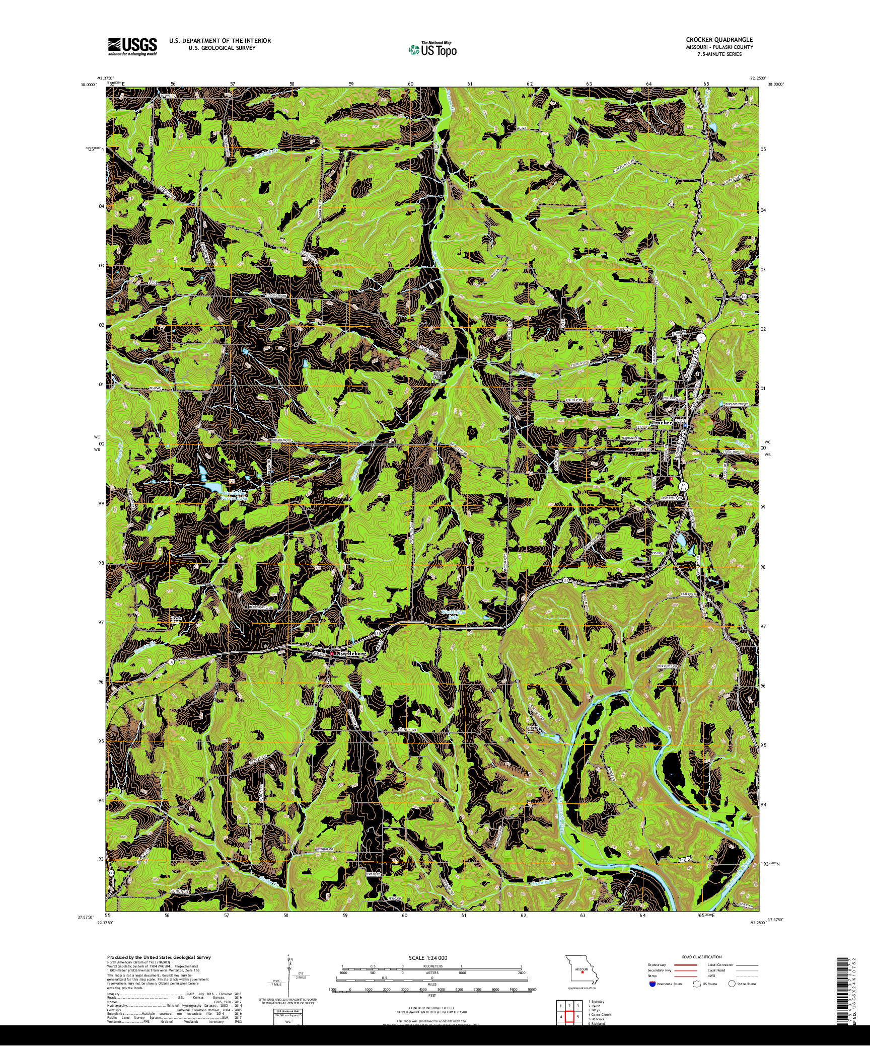 USGS US TOPO 7.5-MINUTE MAP FOR CROCKER, MO 2017