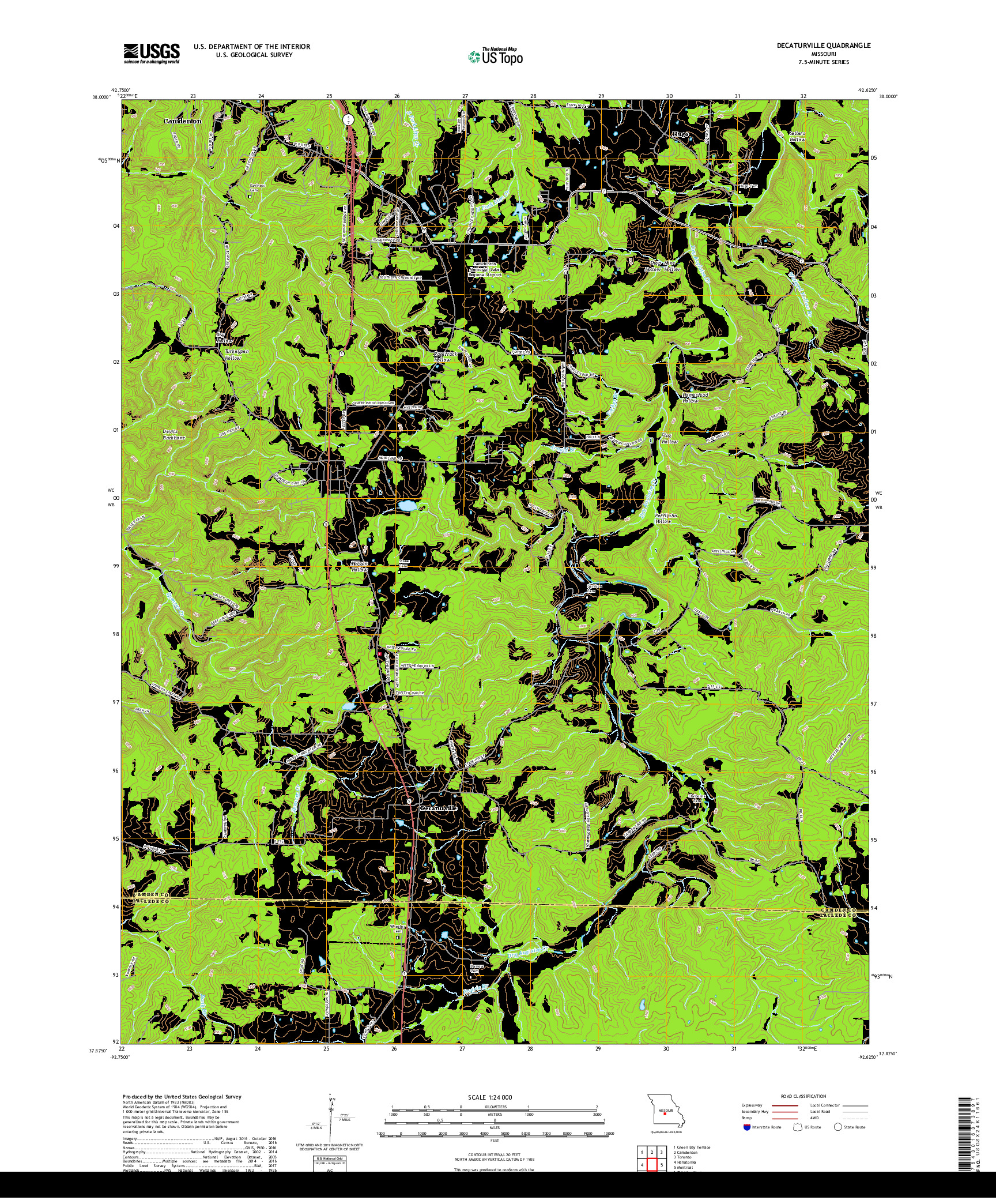 USGS US TOPO 7.5-MINUTE MAP FOR DECATURVILLE, MO 2017