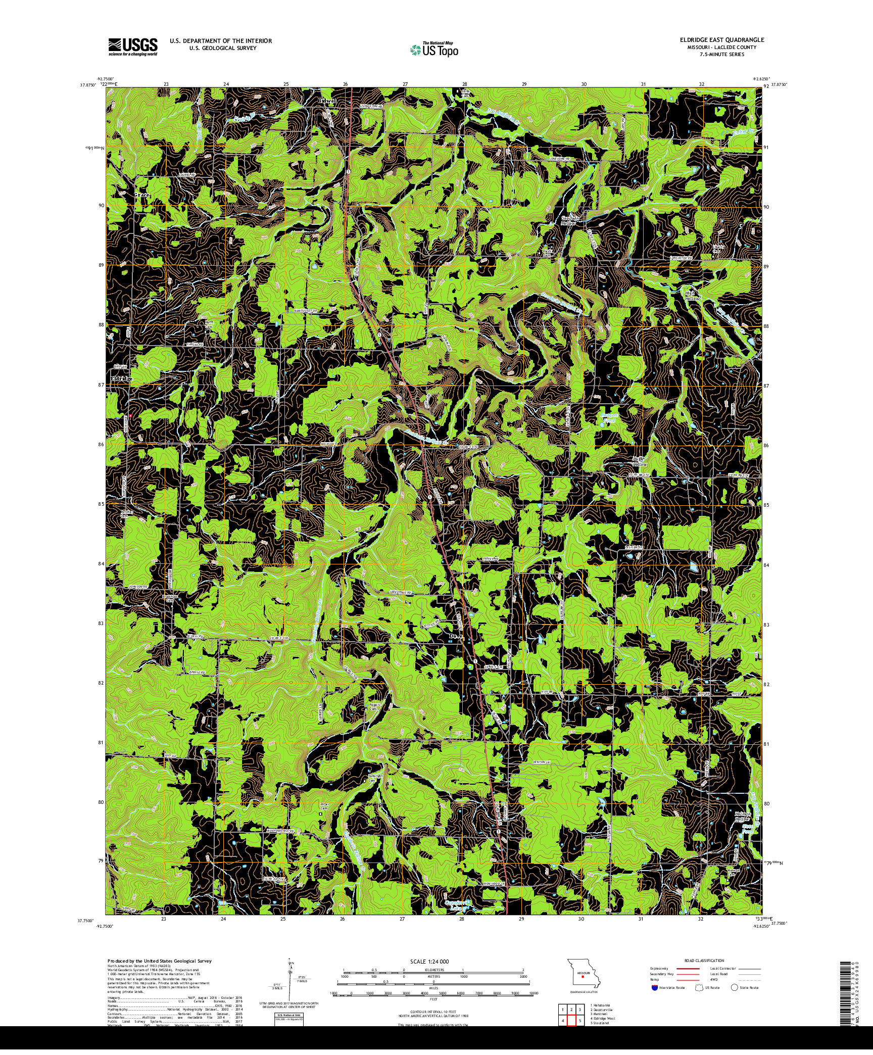 USGS US TOPO 7.5-MINUTE MAP FOR ELDRIDGE EAST, MO 2017