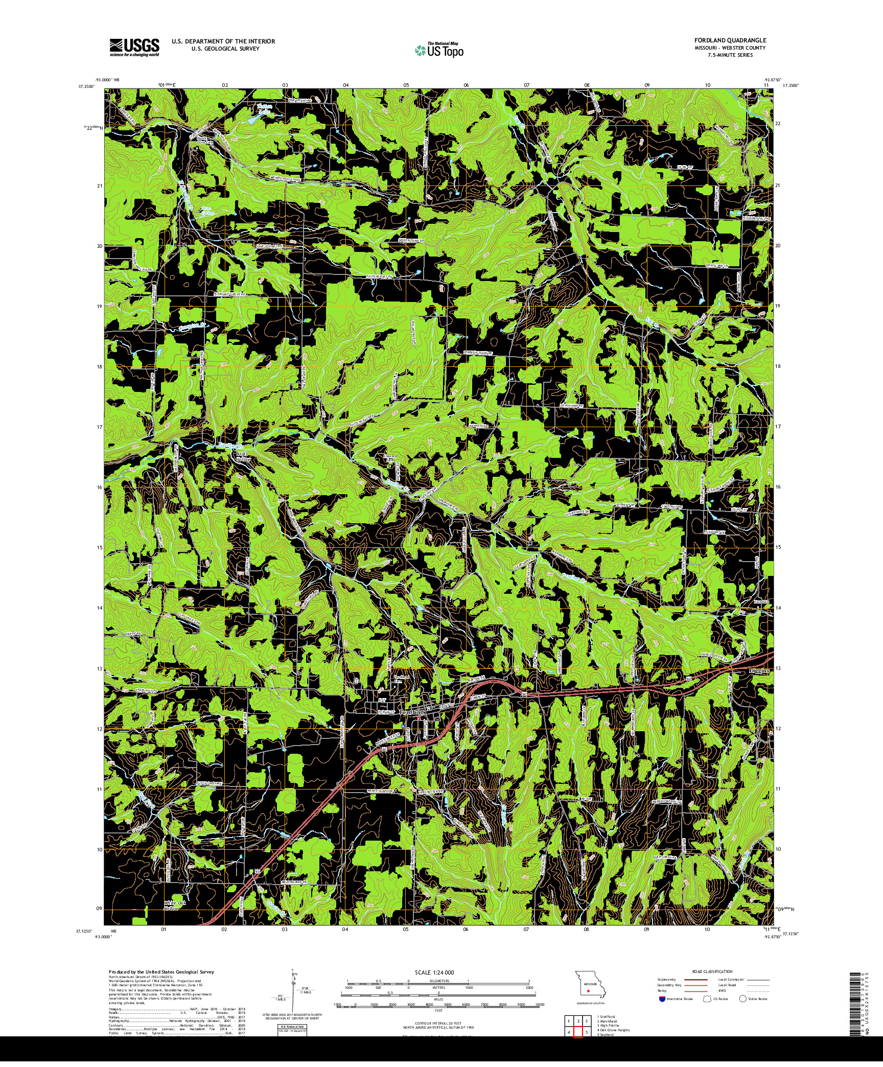 USGS US TOPO 7.5-MINUTE MAP FOR FORDLAND, MO 2017