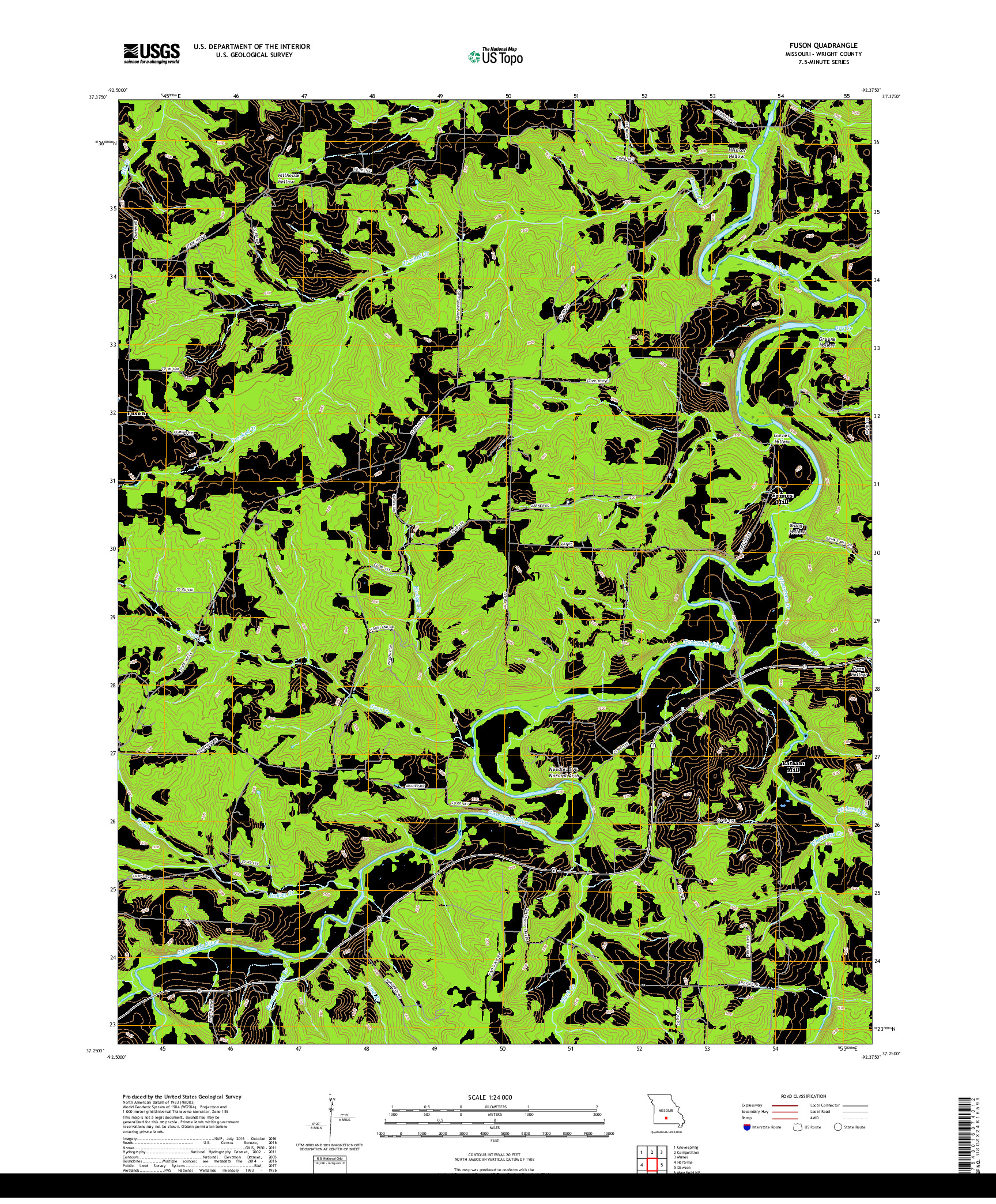 USGS US TOPO 7.5-MINUTE MAP FOR FUSON, MO 2017