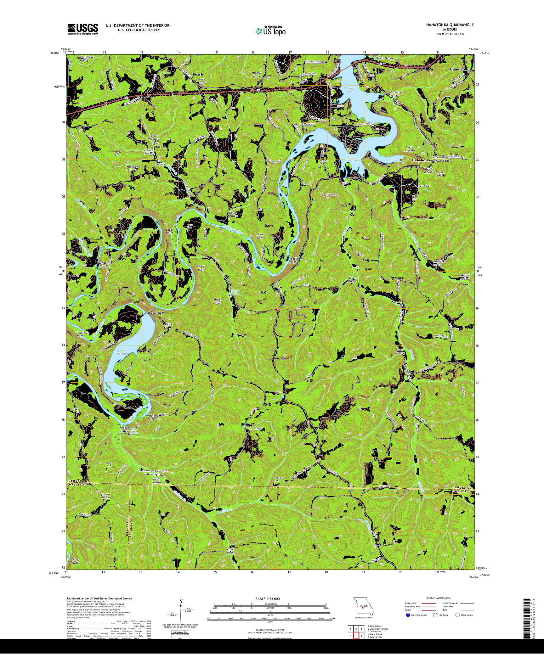 USGS US TOPO 7.5-MINUTE MAP FOR HAHATONKA, MO 2017