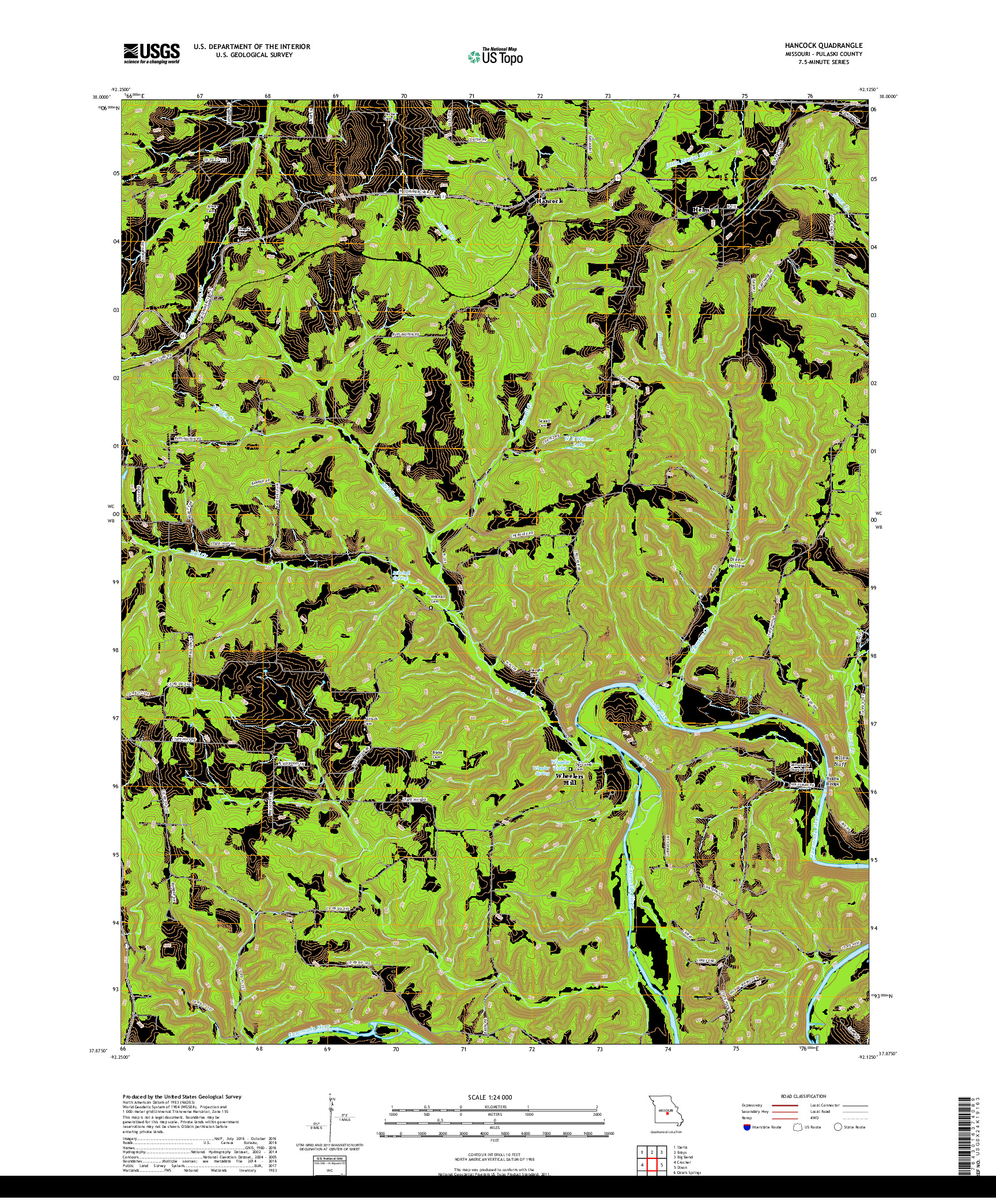 USGS US TOPO 7.5-MINUTE MAP FOR HANCOCK, MO 2017