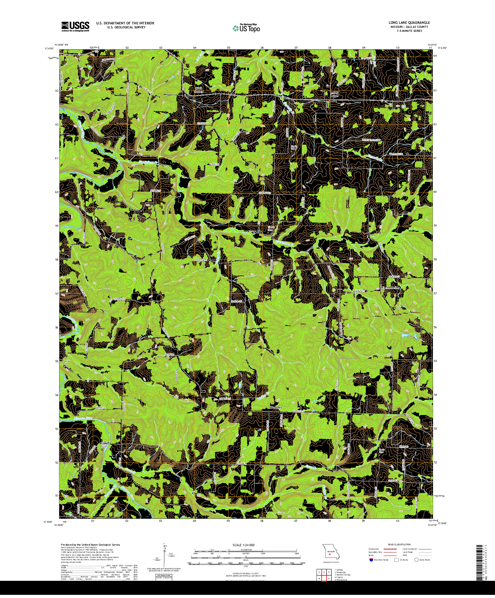 USGS US TOPO 7.5-MINUTE MAP FOR LONG LANE, MO 2017