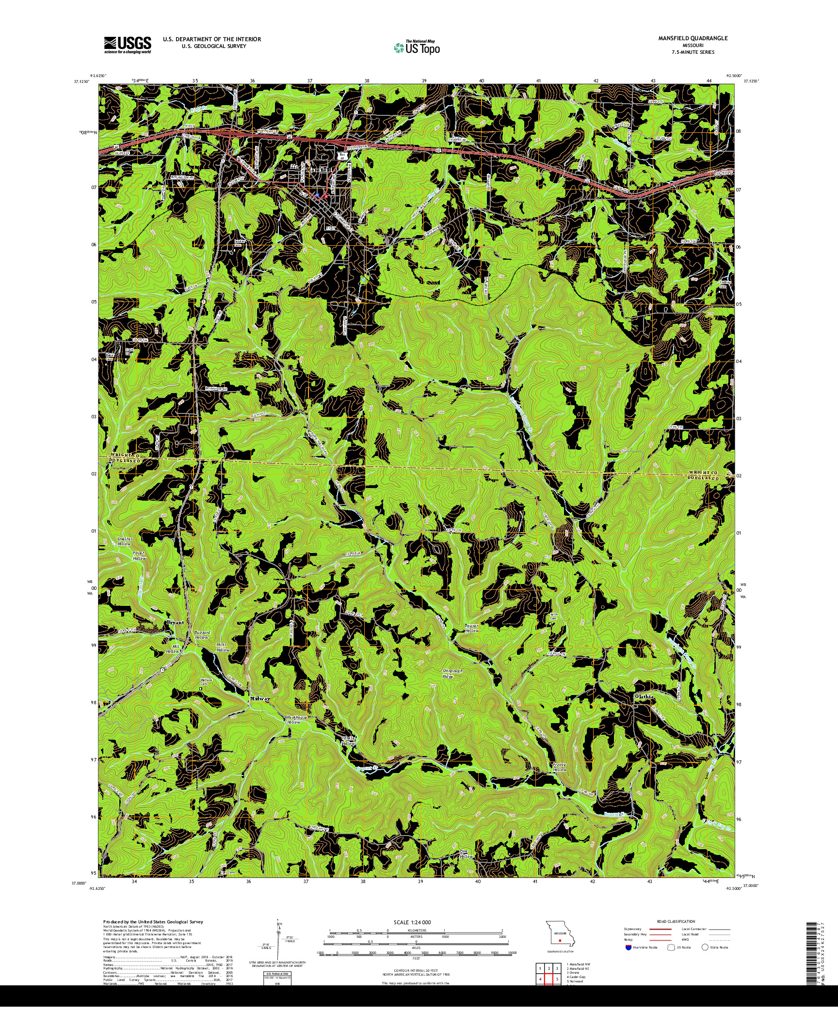 USGS US TOPO 7.5-MINUTE MAP FOR MANSFIELD, MO 2017