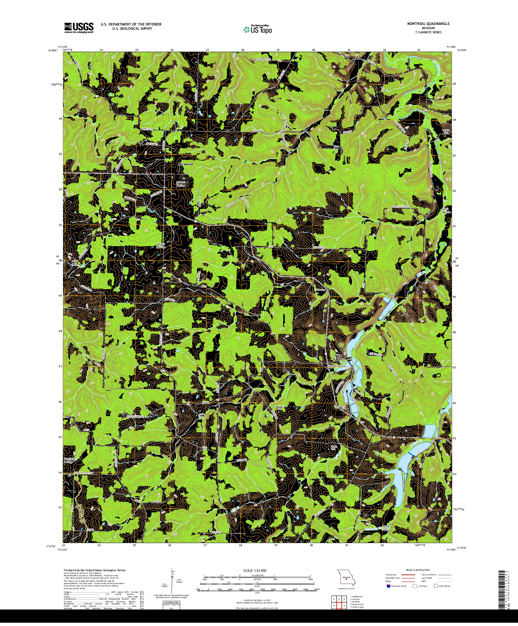 USGS US TOPO 7.5-MINUTE MAP FOR MONTREAL, MO 2017