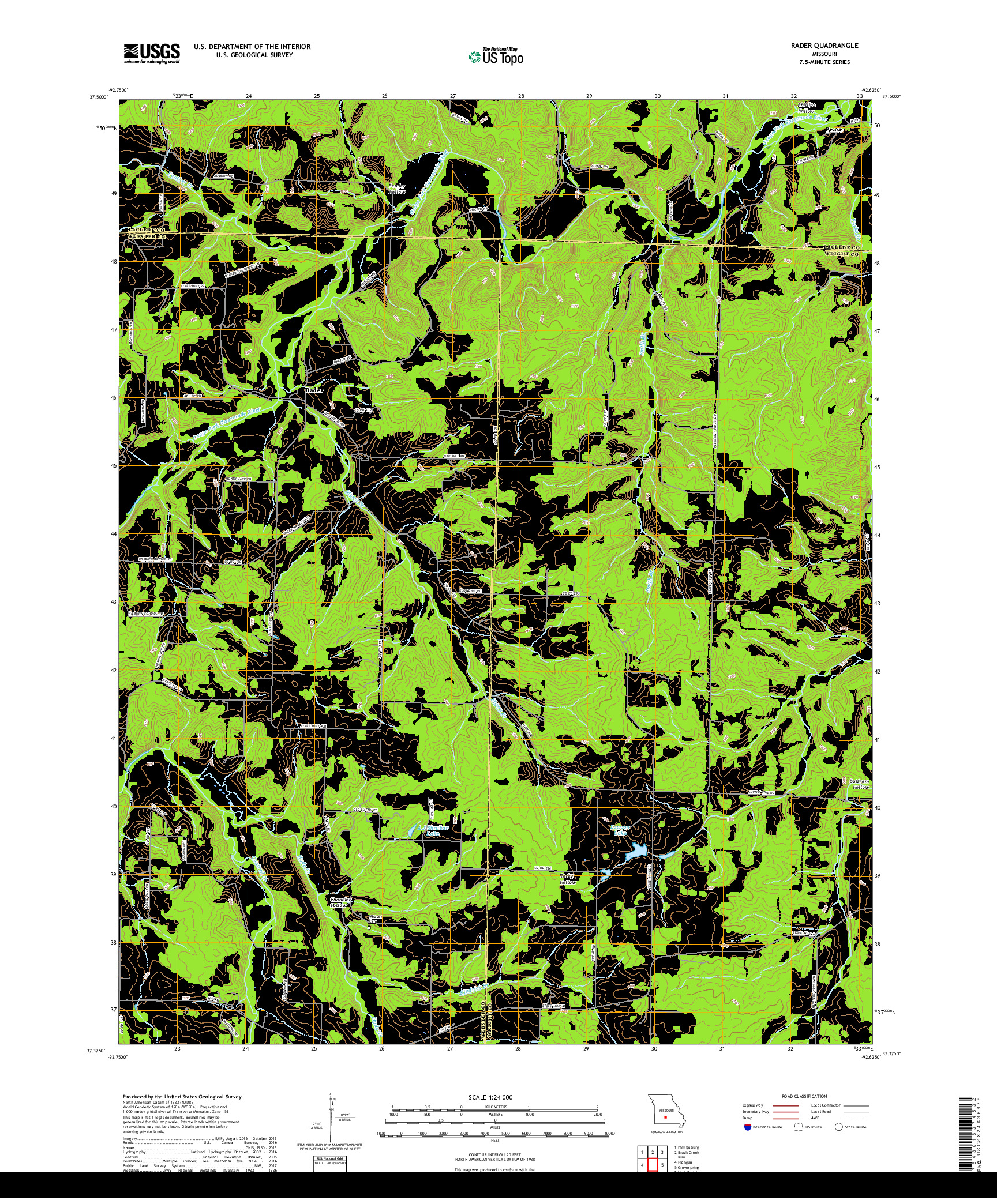 USGS US TOPO 7.5-MINUTE MAP FOR RADER, MO 2017