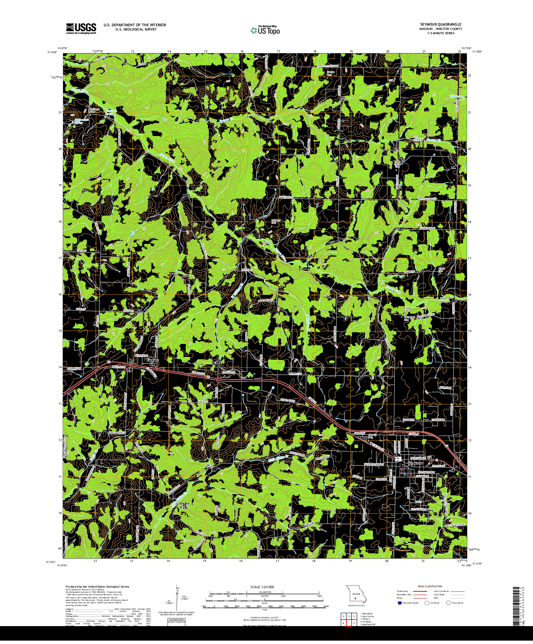 USGS US TOPO 7.5-MINUTE MAP FOR SEYMOUR, MO 2017