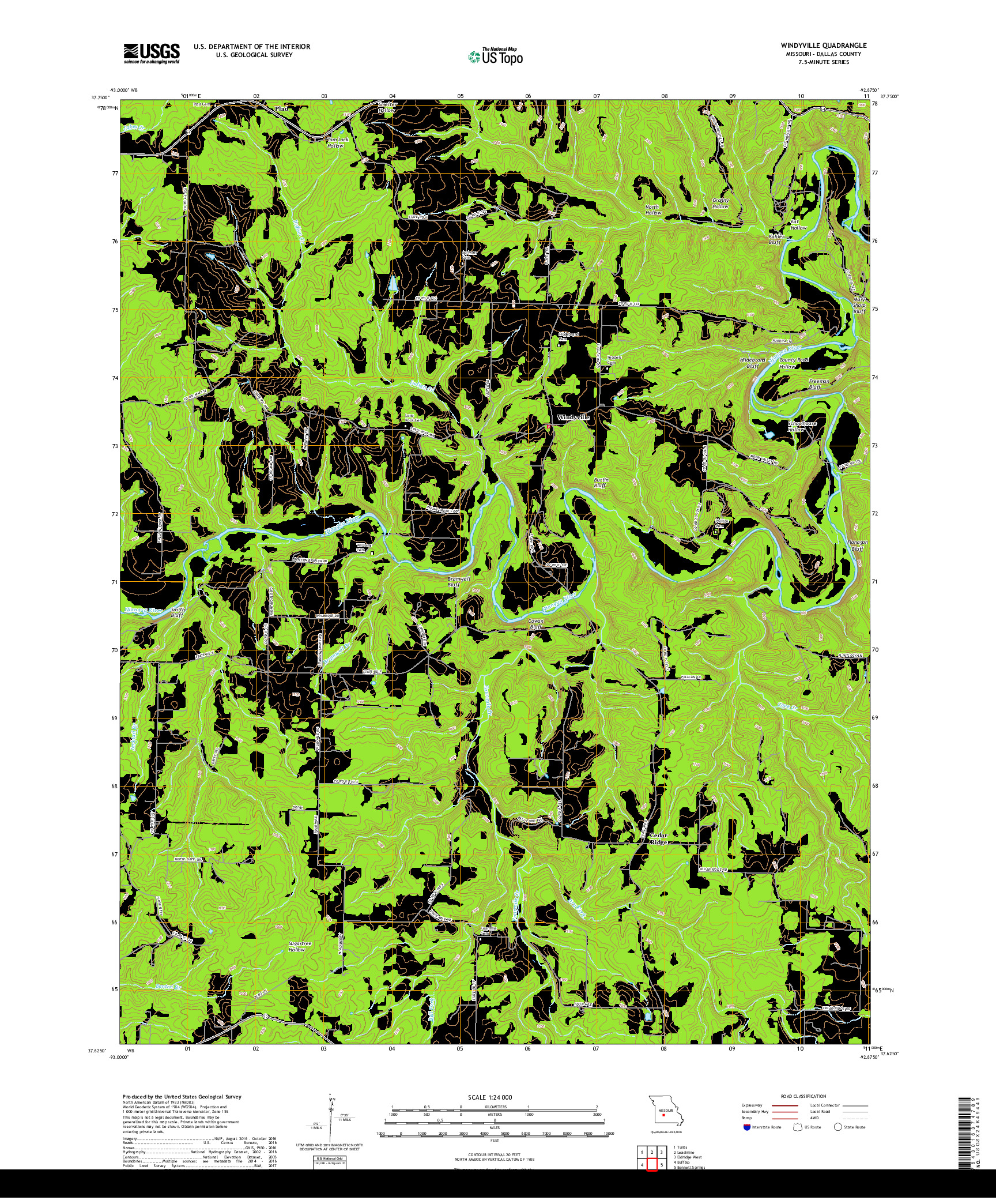 USGS US TOPO 7.5-MINUTE MAP FOR WINDYVILLE, MO 2017