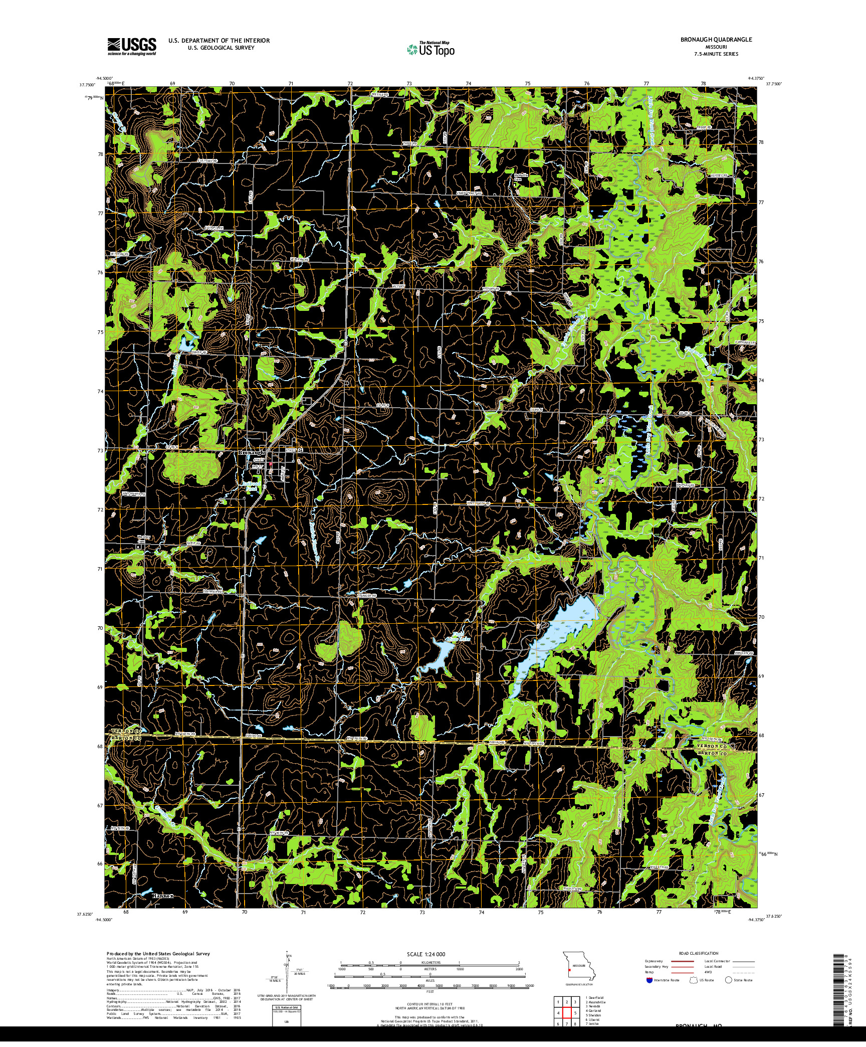 USGS US TOPO 7.5-MINUTE MAP FOR BRONAUGH, MO 2017