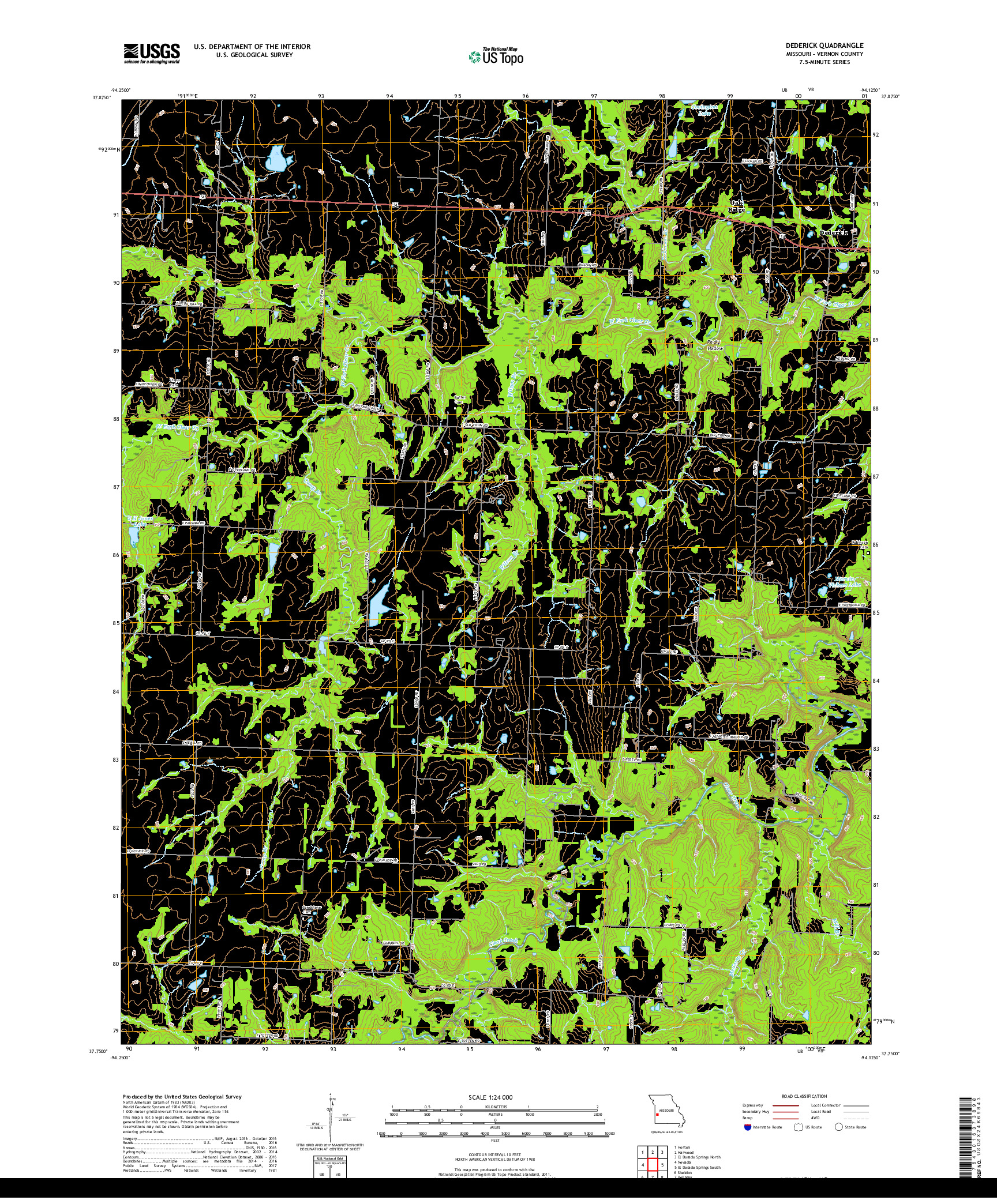 USGS US TOPO 7.5-MINUTE MAP FOR DEDERICK, MO 2017