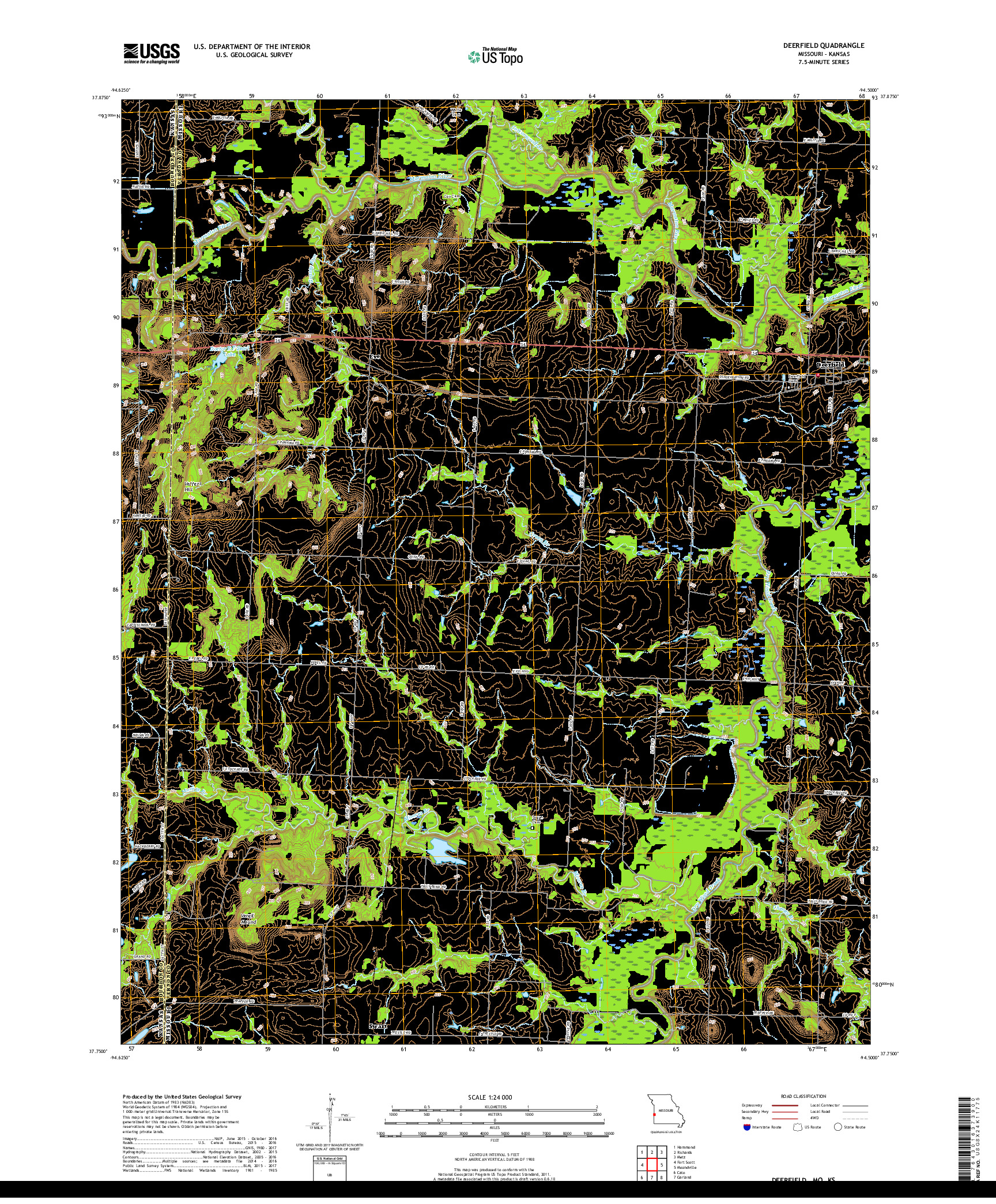 USGS US TOPO 7.5-MINUTE MAP FOR DEERFIELD, MO,KS 2017
